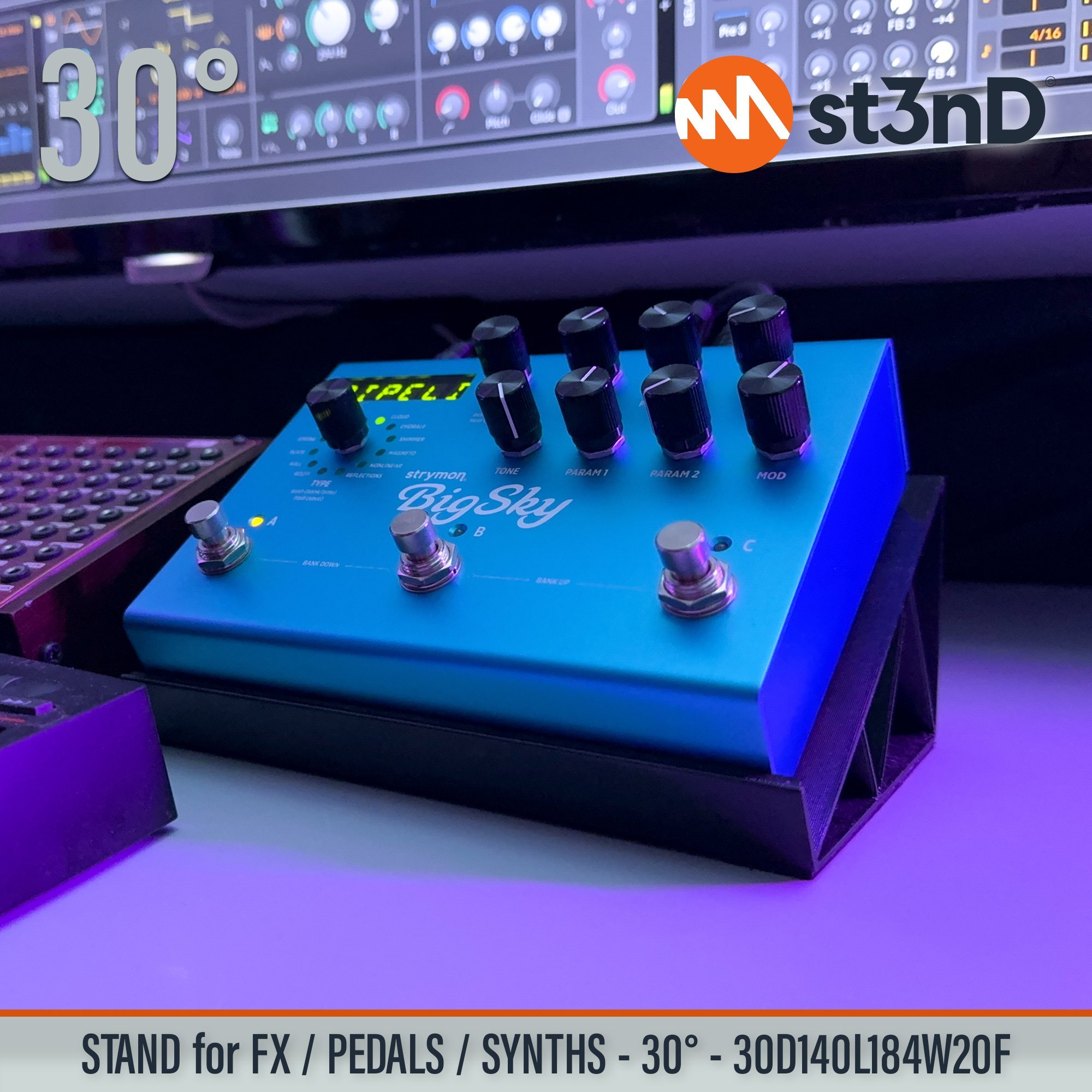 3d printed stand Anti 1992 Del-Verb EVENTIDE H90 fx pedal guitar pedal Hologram Microcosm st3nD stand STRYMON BIGSKY / MX / TIMELINE / MOBIUS PEDALS sturdy synth synth stand UA Galaxy Universal Audio UAFX pedal