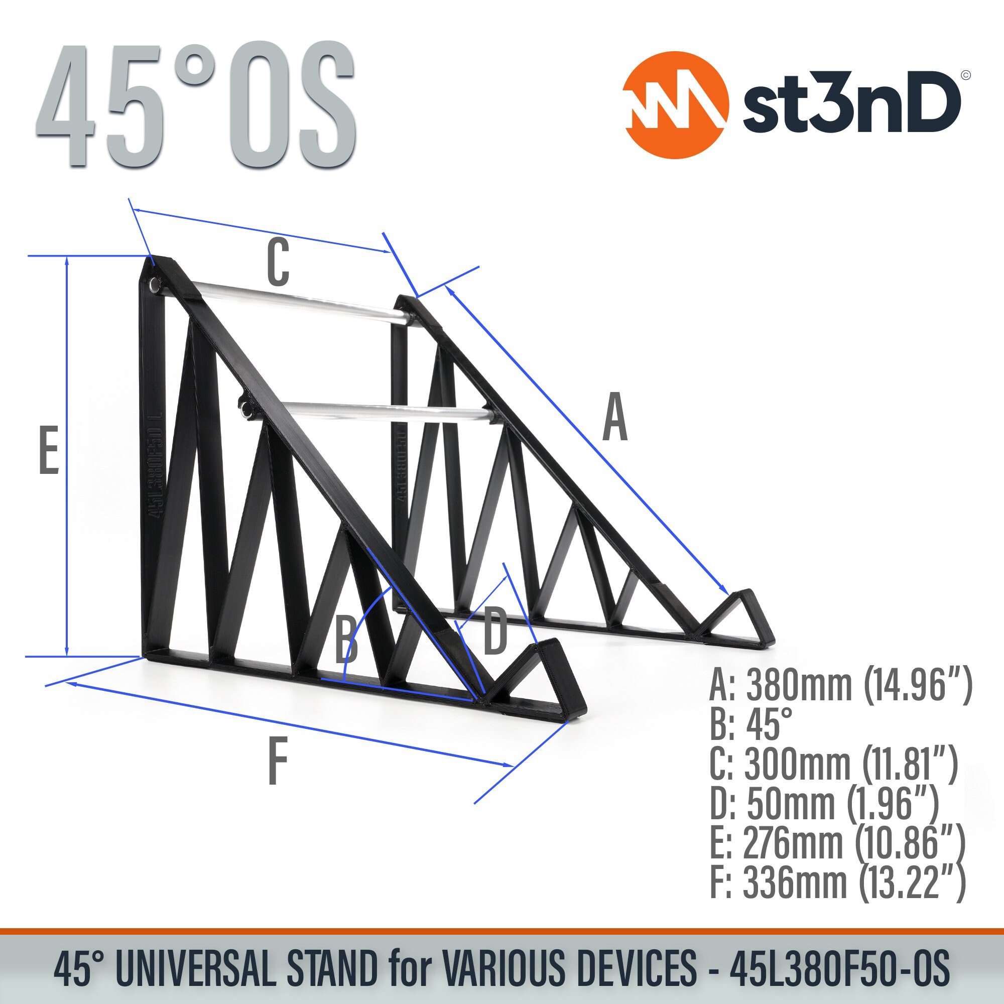 UNIVERSAL STAND for SYNTHS / CONTROLLERS / FX - 45° - Open Style - 45L380F50
