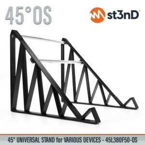 st3nD universal 3D printed stand for Synths / Controllers / FX, 45 degree, open style, 45L380F50 (synth accessory)