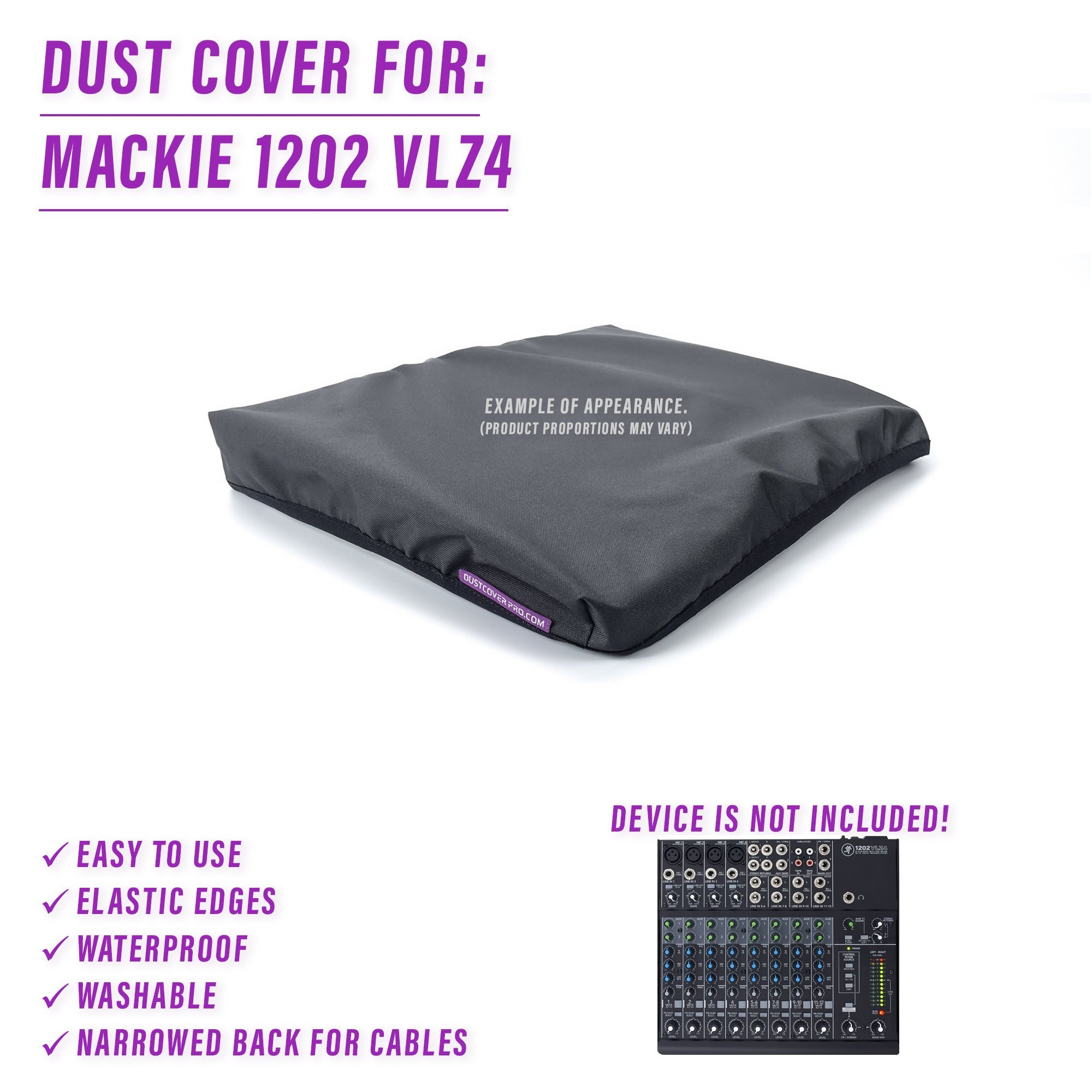DUST COVER for Mackie 1202 VLZ4 (for travel and storage)