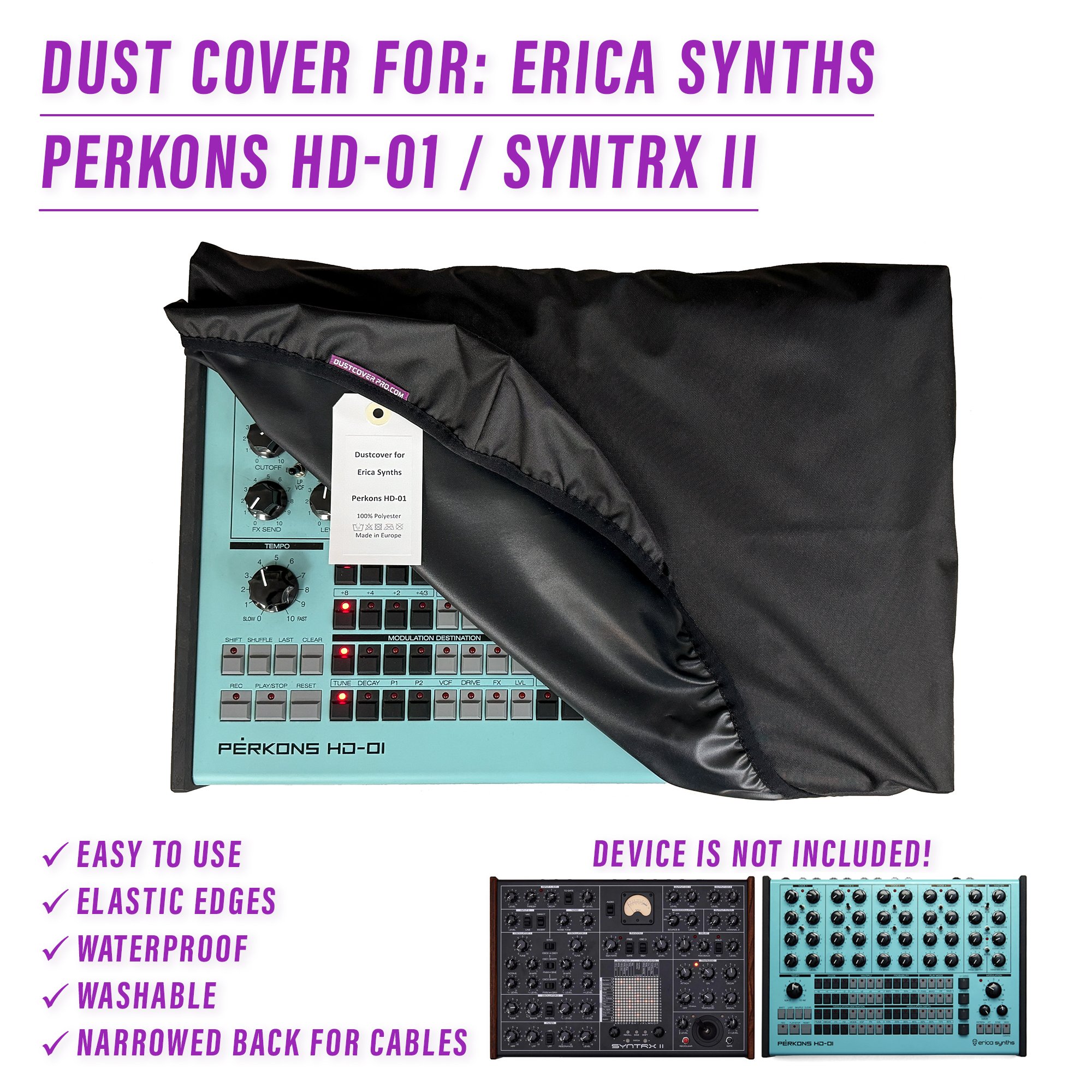 dust cover dustcover dustcoverpro elastic Erica Synths erica synths perkons perkons hd-01 synth synth protection water resistant waterproof syntrx II erica synths syntrx 2