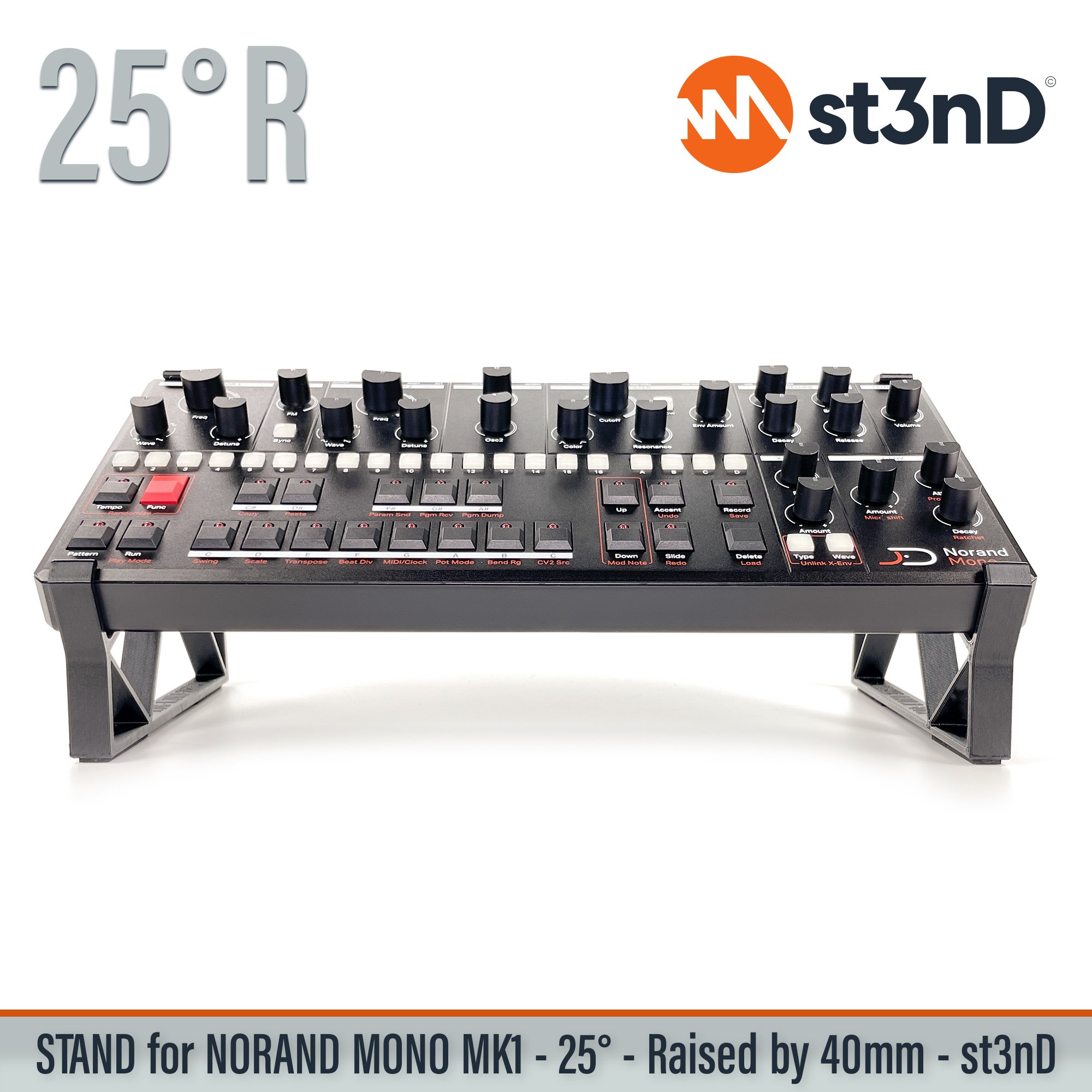 analog synth desktop stand desktop synth music production NORAND Mono Mk1 st3nD stand strong studio gear sturdy
