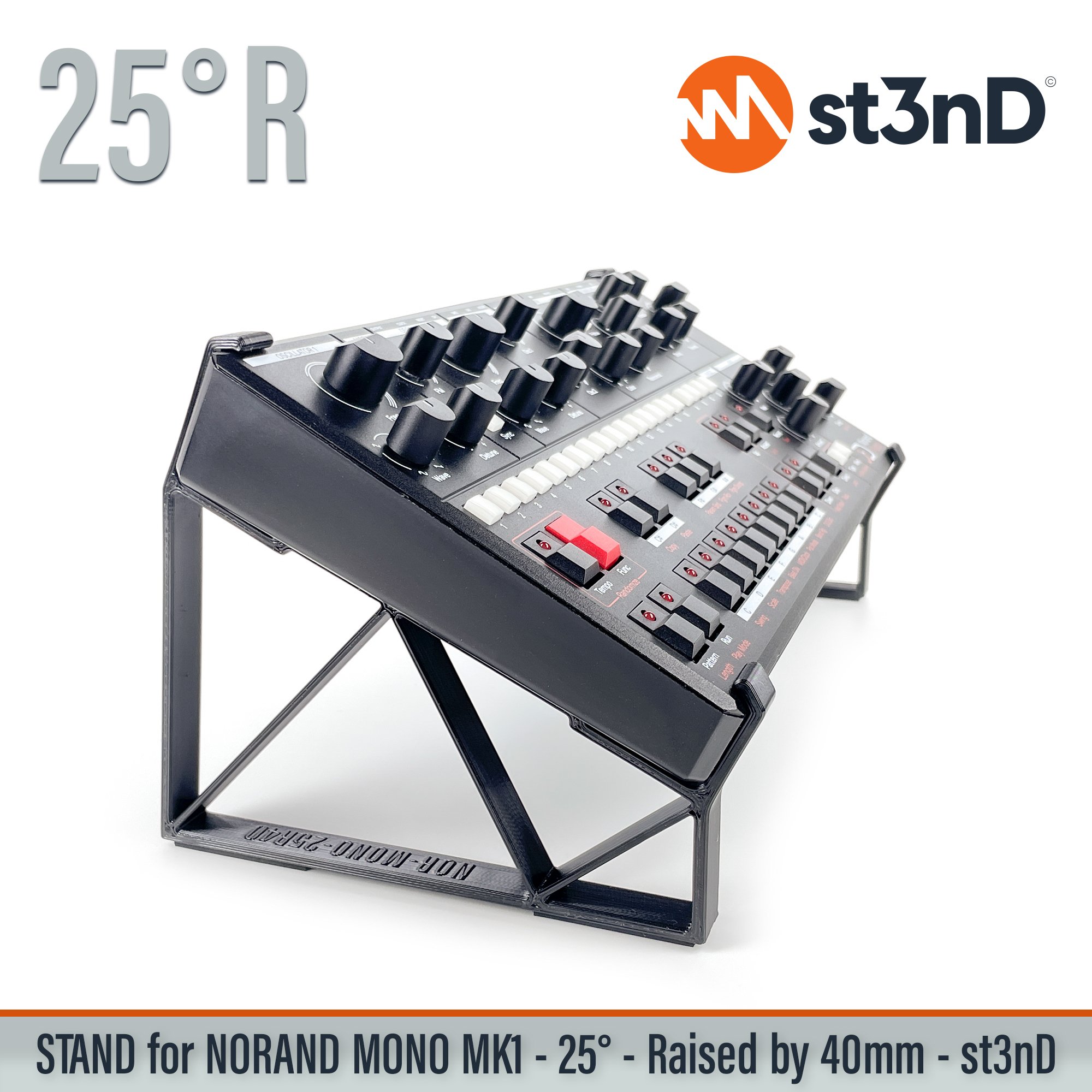 analog synth desktop stand desktop synth music production NORAND Mono Mk1 st3nD stand strong studio gear sturdy