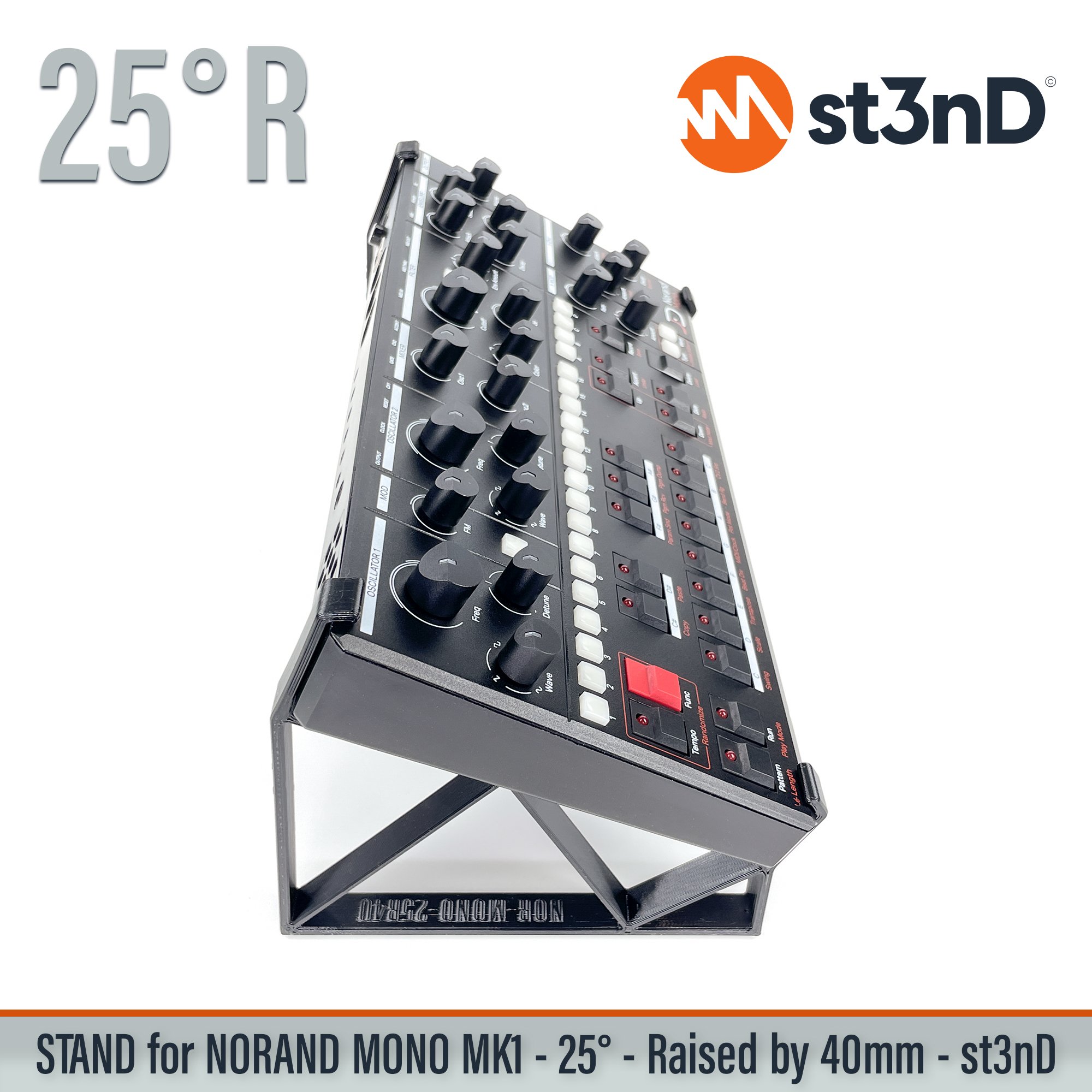 analog synth desktop stand desktop synth music production NORAND Mono Mk1 st3nD stand strong studio gear sturdy