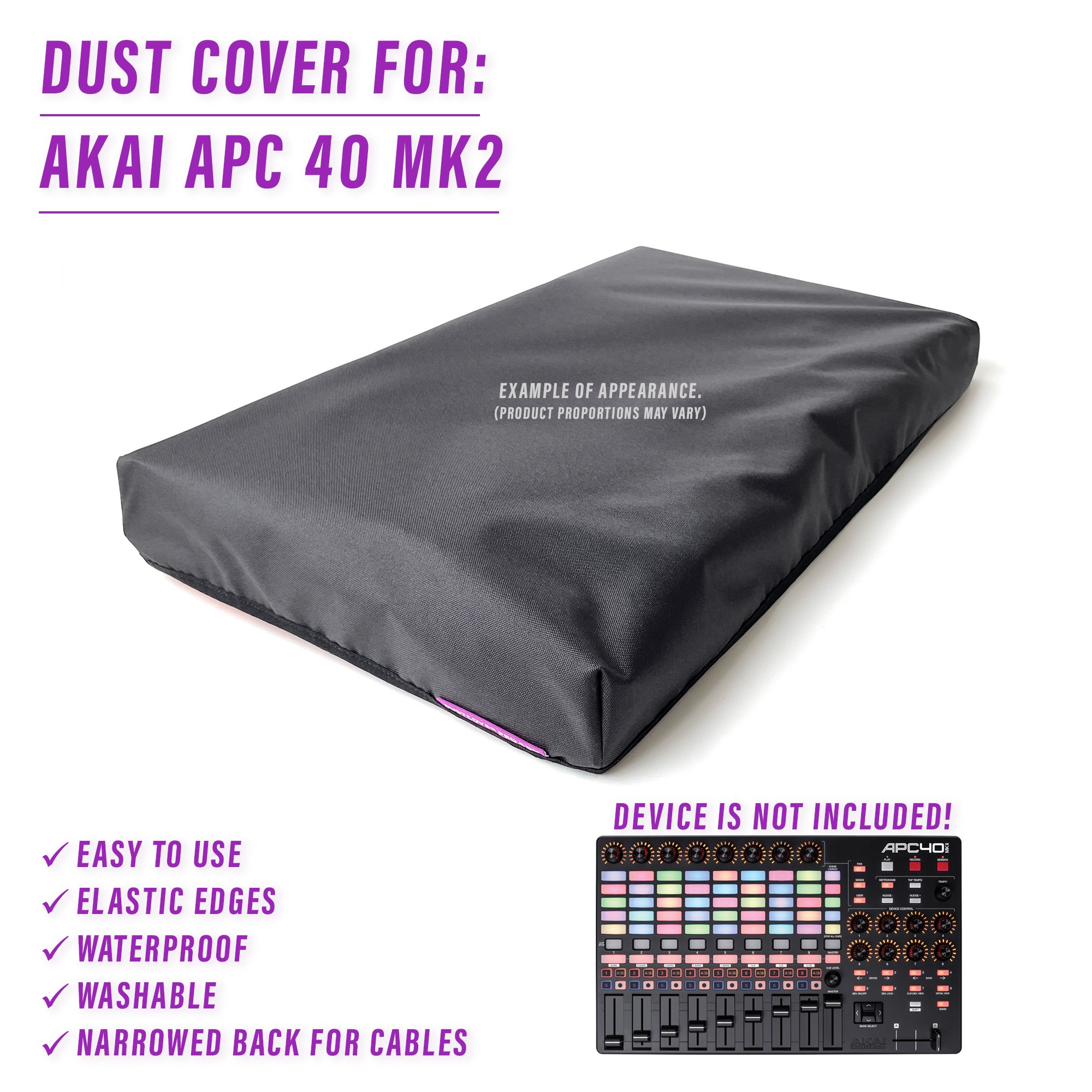 akai decksaver dust cover dustcover dustcoverpro elastic synth synth protection water resistant waterproof akai apc40 apc 40 apc 40 mk2 akai apc40 mkII