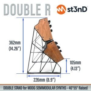 With dimensions of the st3nD double 3D printed stand for Moog Semi-Modular Synths (40 degree and 55 degree), raised by 75 mm
