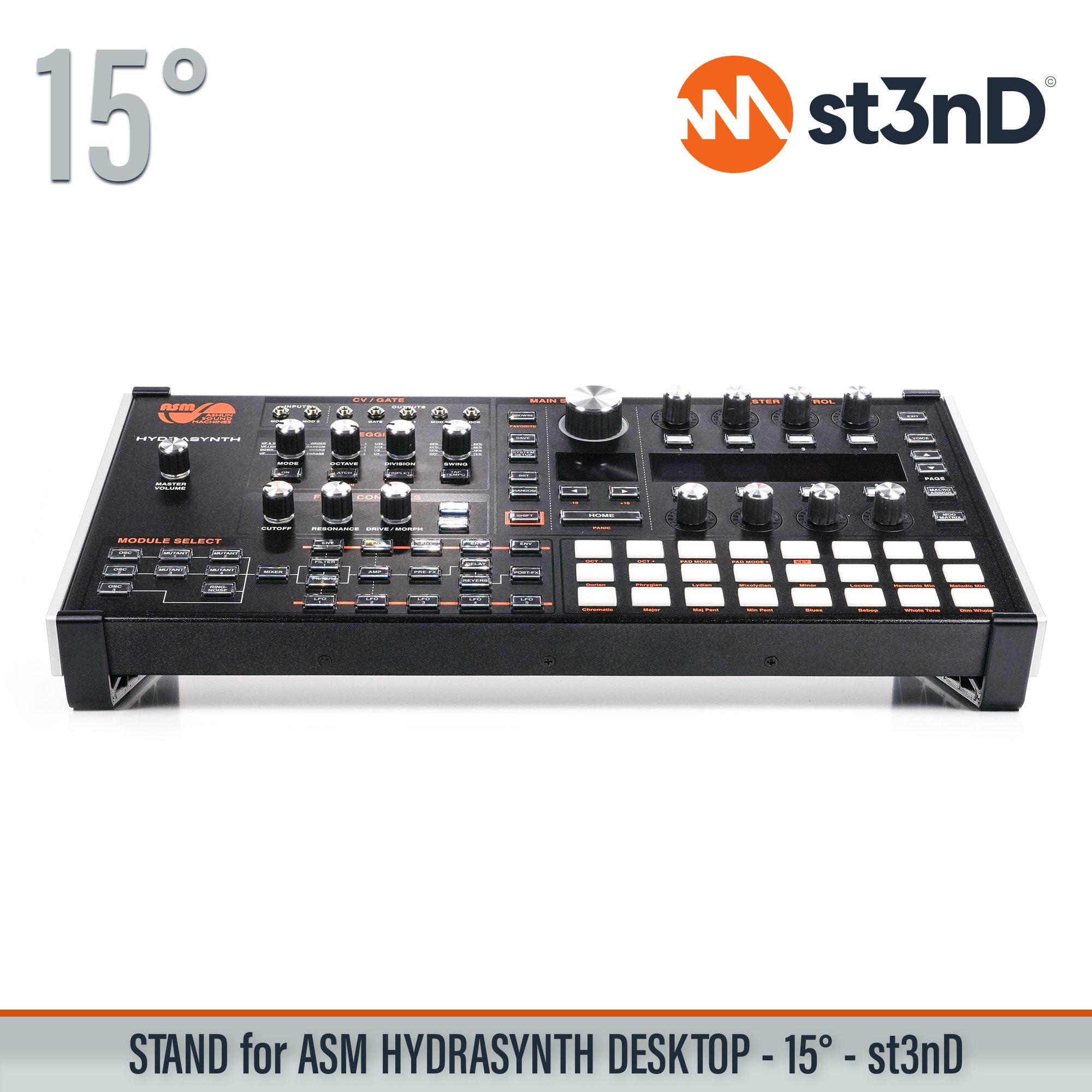 portable semi modular st3nD stable stand strong sturdy tilted ASM HYDRASYNTH DESKTOP digital synth