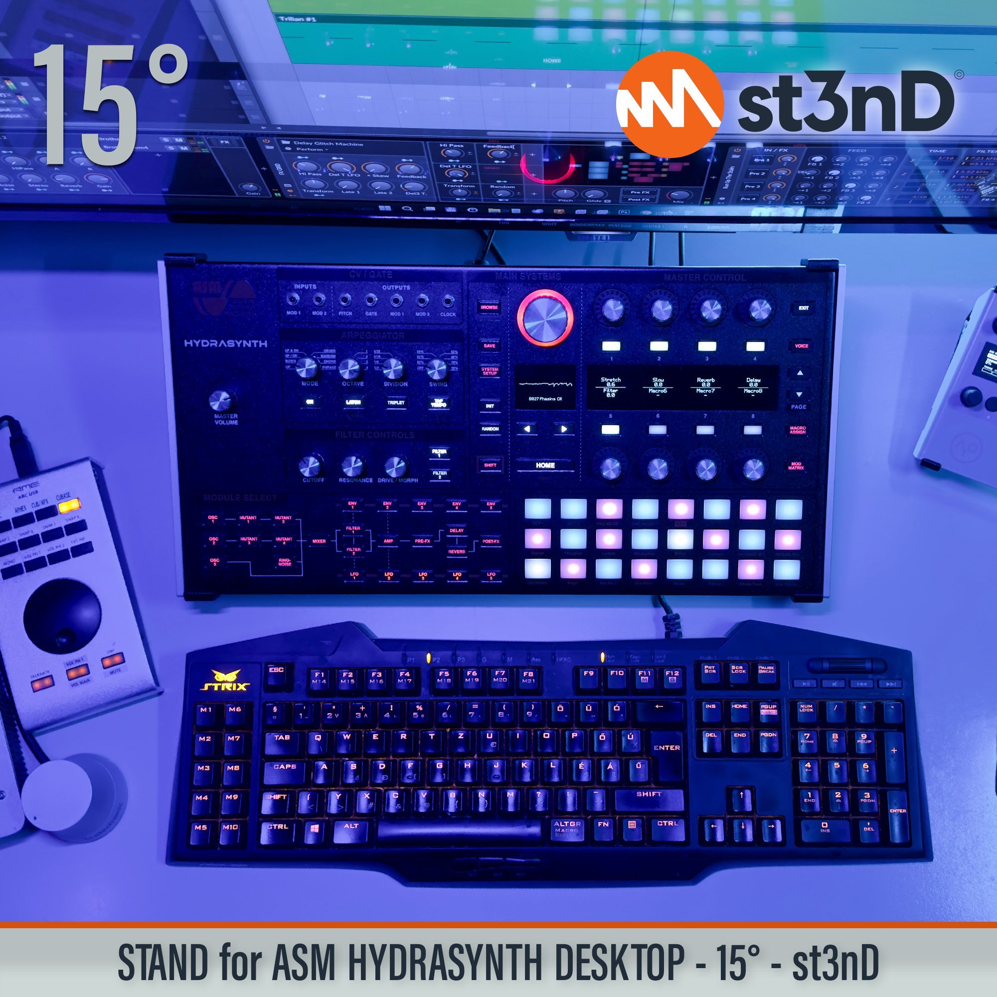 portable semi modular st3nD stable stand strong sturdy tilted ASM HYDRASYNTH DESKTOP digital synth