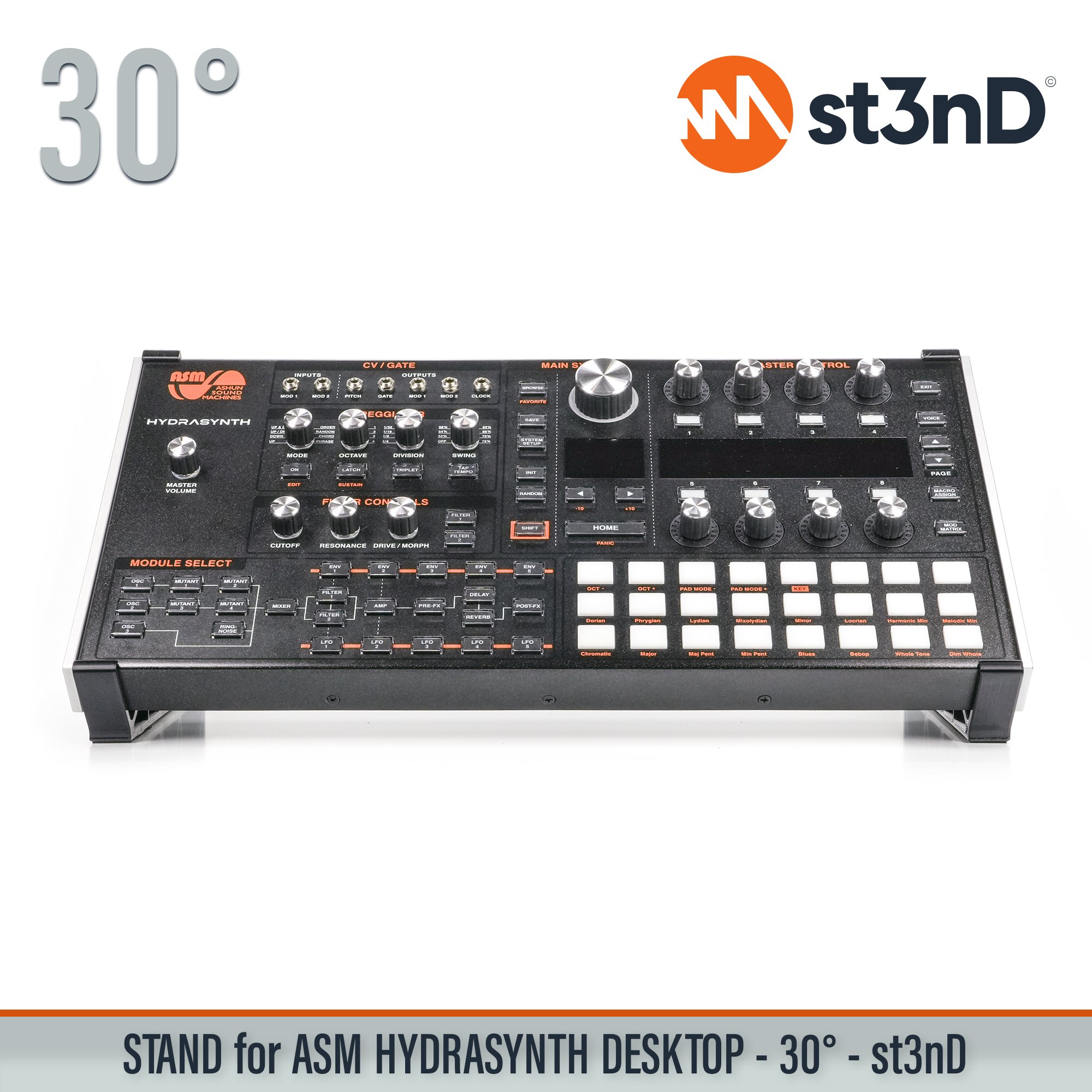 ASM HYDRASYNTH DESKTOP digital synth portable semi modular st3nD stable stand strong sturdy tilted