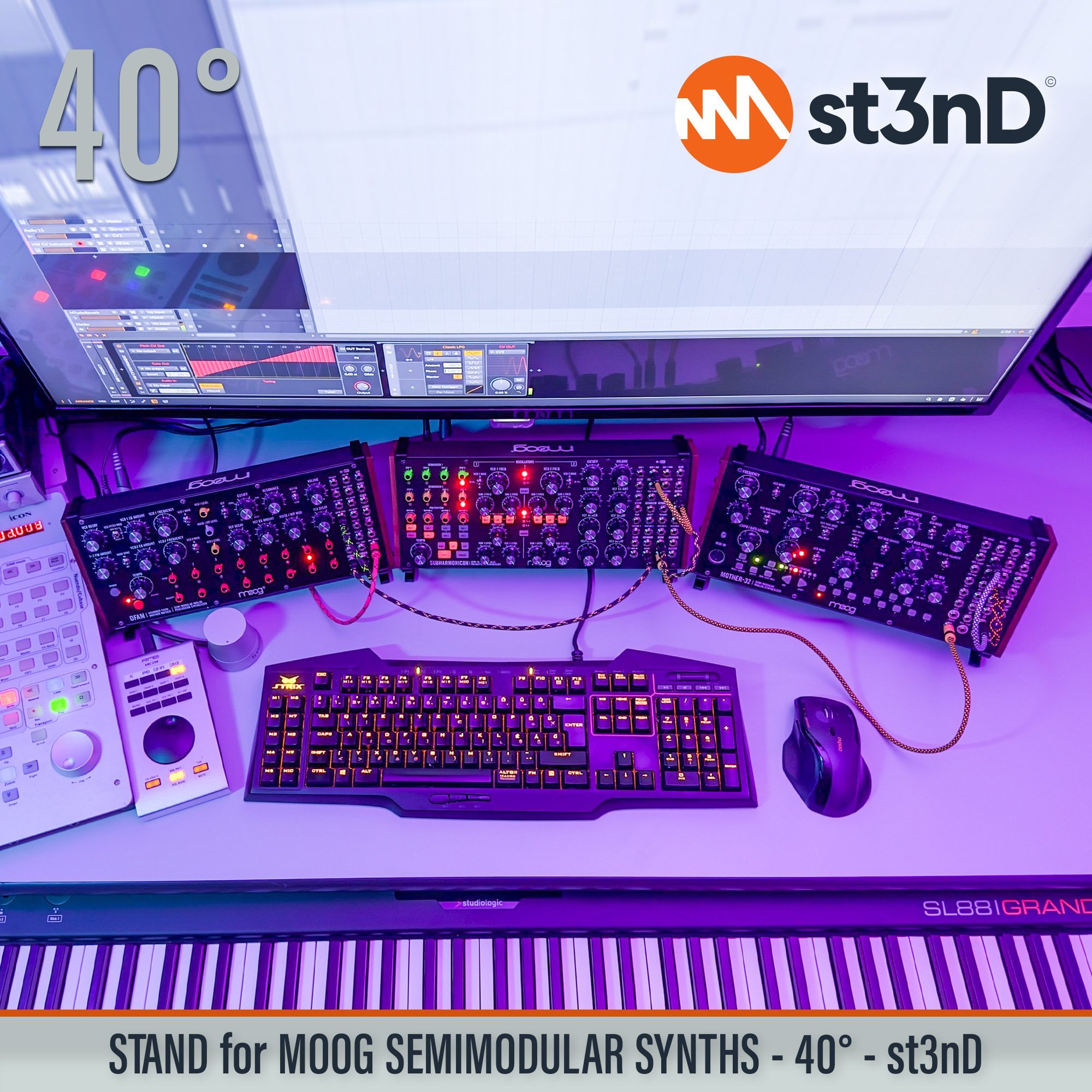 analog synth portable semi modular st3nD stable stand strong sturdy tilted Moog Moog SemiModular Mother 32 Moog Dfam Subharmonicon Spectravox Dfam Mother 32