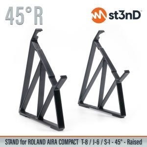 Close-up of the legs of the st3nD 3D printed stand for Roland AIRA Compact P-6 / T-8 / J-6 / S-1, 45 degree, raised by 70 mm
