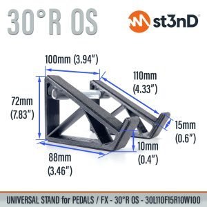 With dimensions of the st3nD universal 3D printed stand for Pedals / FX, 30 degree OS, 30l110f15r10w100 (Strymon BlueSky / Eventide