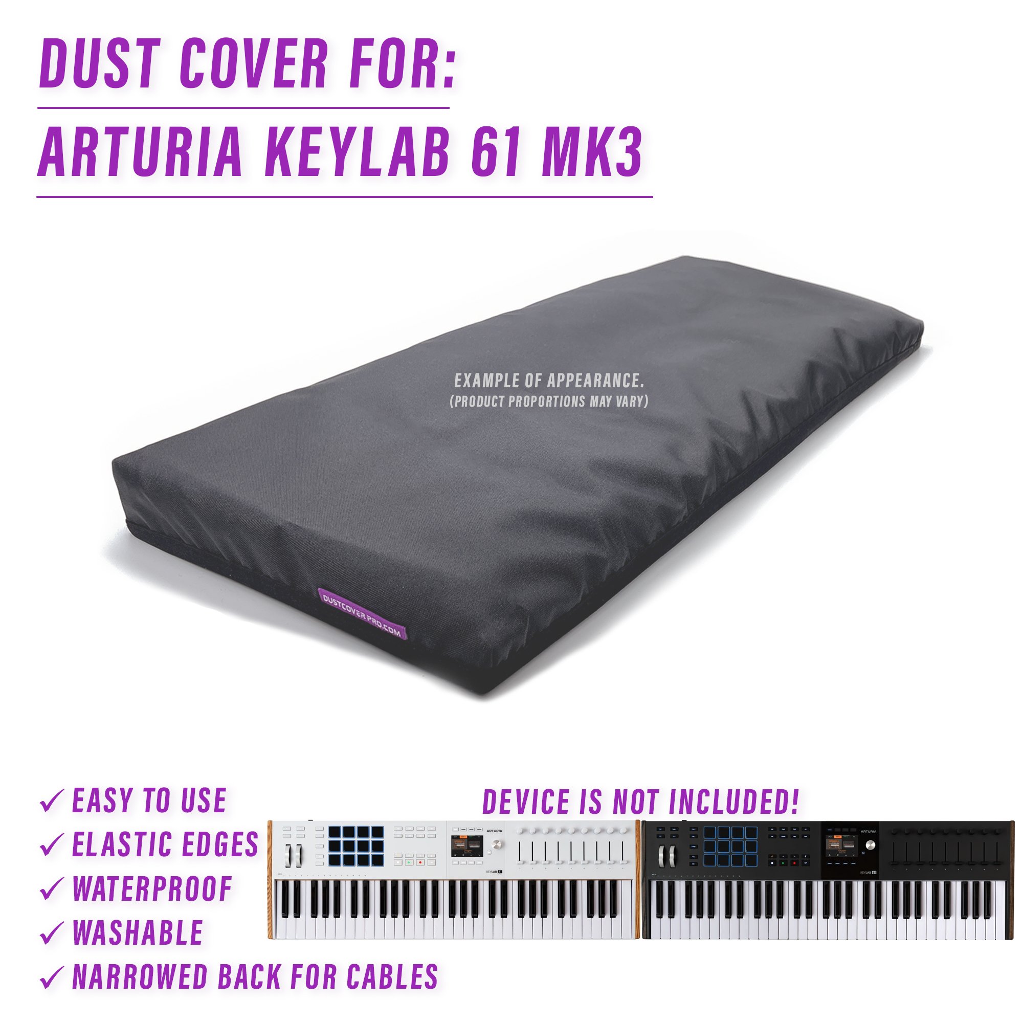 arturia ARTURIA Keylab 61 dust cover dustcover dustcoverpro elastic Keylab synth synth protection water resistant waterproof keylab 61 mk3 ARTURIA Keylab 61 Mk3