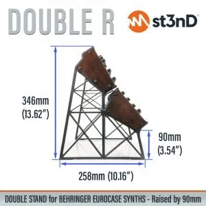 With dimensions of the st3nD double 3D printed stand for Behringer 70hp/80hp Eurorack Case Synths, raised by 90 mm