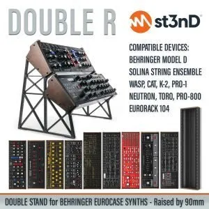 st3nD double 3D printed stand for Behringer 70hp/80hp Eurorack Case Synths, raised by 90 mm (eurorack 104)