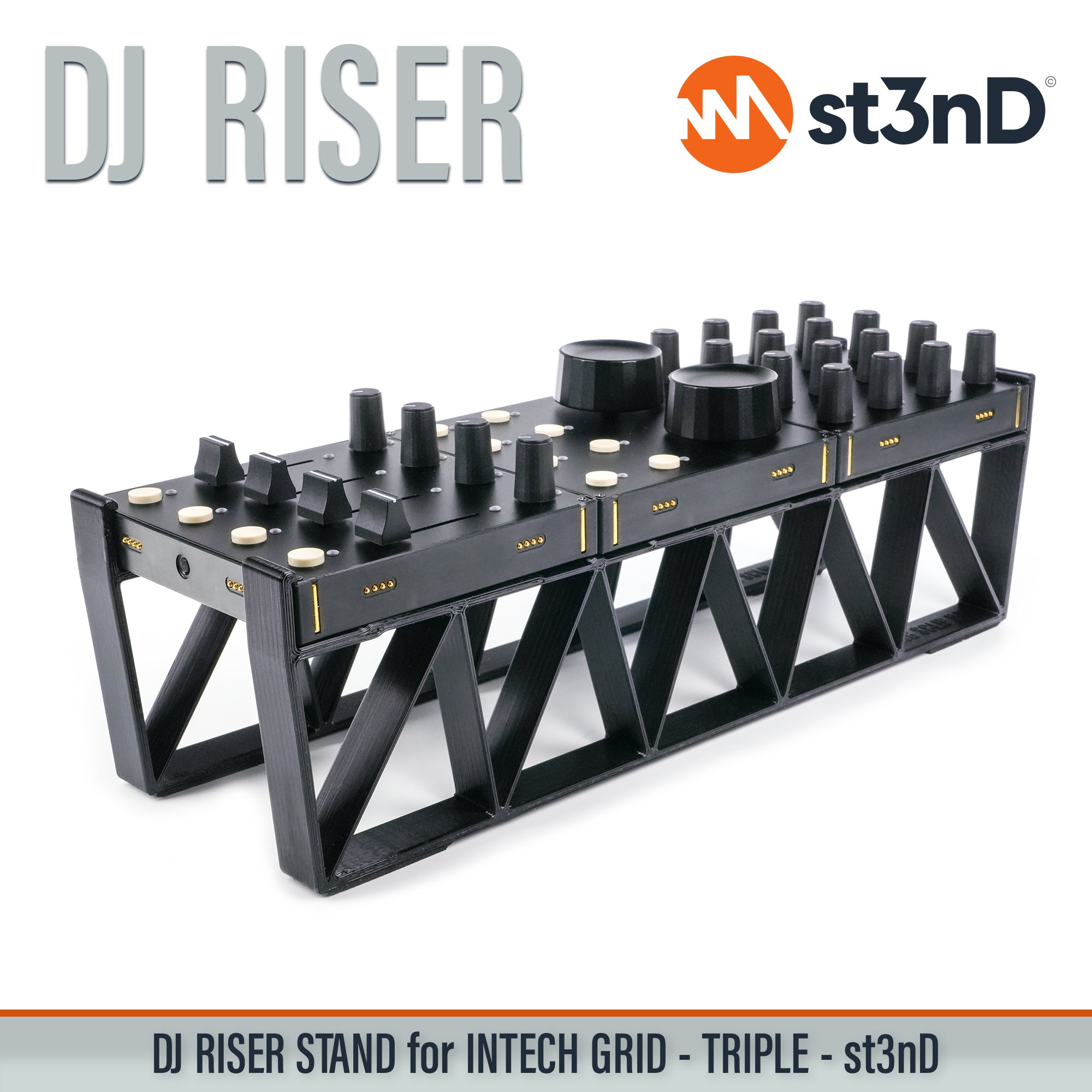 BU18 dj equipment EF44 EN16 INTECH GRID INTECH STUDIO GRID midi controller PBF4 PO16 portable st3nD stable stand strong sturdy synth accessory TEK2 tilted VSN1
