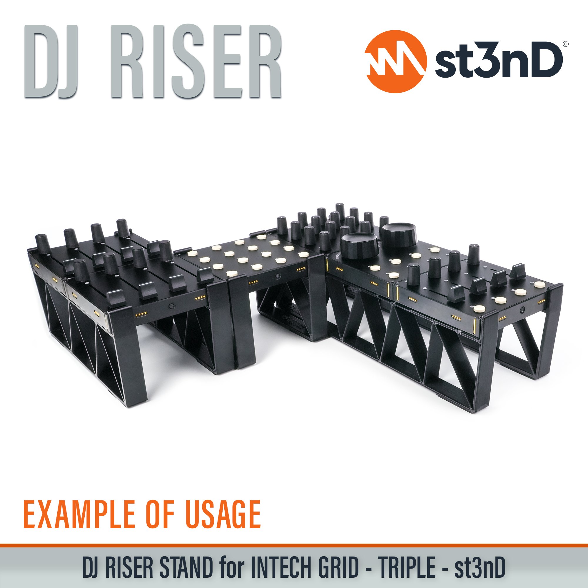 BU18 dj equipment EF44 EN16 INTECH GRID INTECH STUDIO GRID midi controller PBF4 PO16 portable st3nD stable stand strong sturdy synth accessory TEK2 tilted VSN1