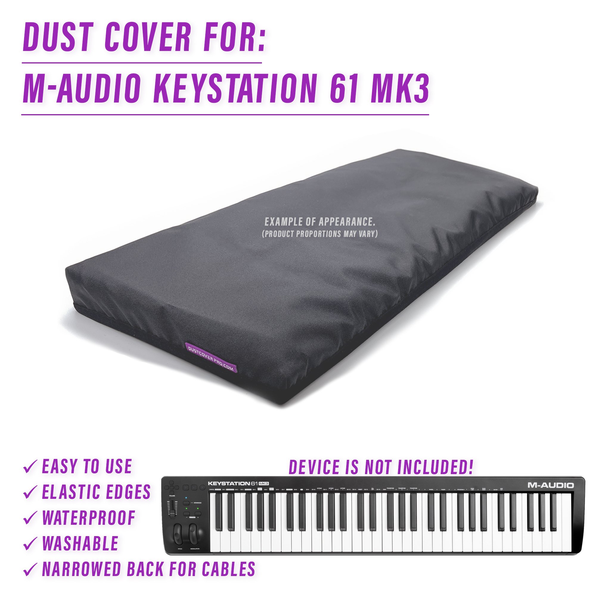 dust cover dustcover dustcoverpro elastic M AUDIO synth synth protection water resistant waterproof M-AUDIO KEYSTATION 61 MK3 M-AUDIO KEYSTATION 61