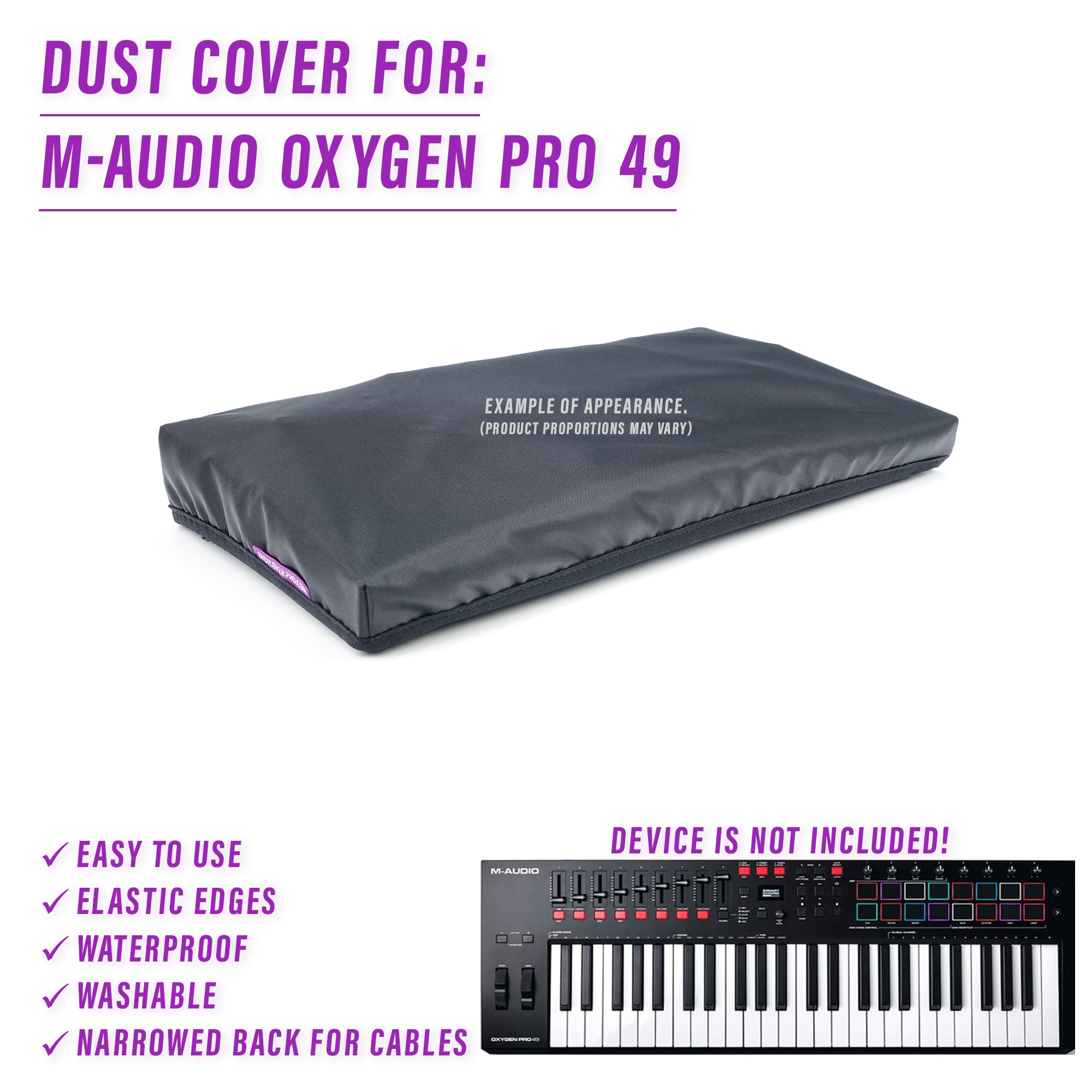 dust cover dustcover dustcoverpro elastic M AUDIO M-AUDIO Oxygen Pro synth synth protection water resistant waterproof M-AUDIO OXYGEN PRO 49 M-AUDIO OXYGEN PRO 49