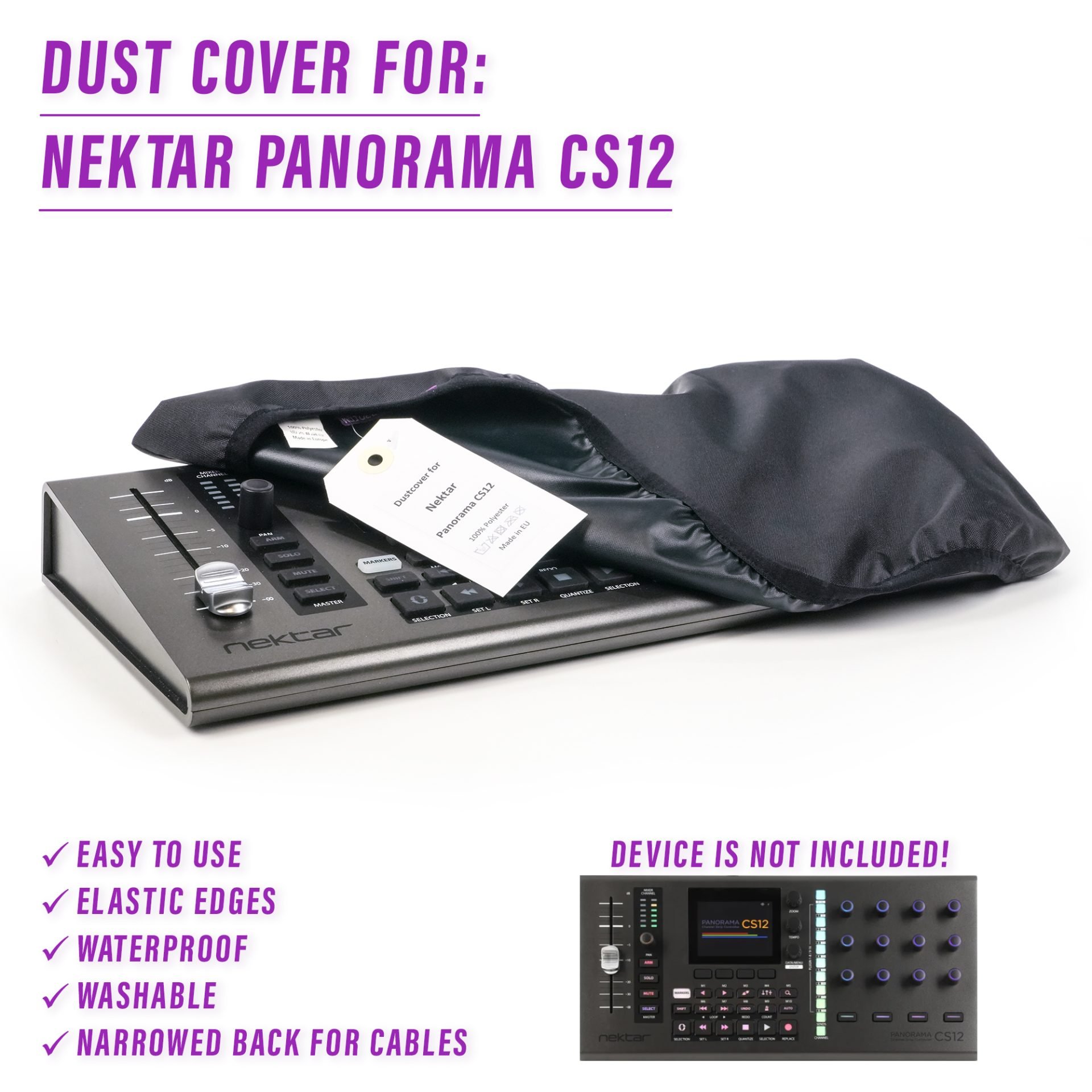 dust cover dustcover dustcoverpro elastic NEKTAR NEKTAR PANORAMA CS12 NEKTARTECH PANORAMA CS12 synth synth protection water resistant waterproof daw controller cubase logic pro