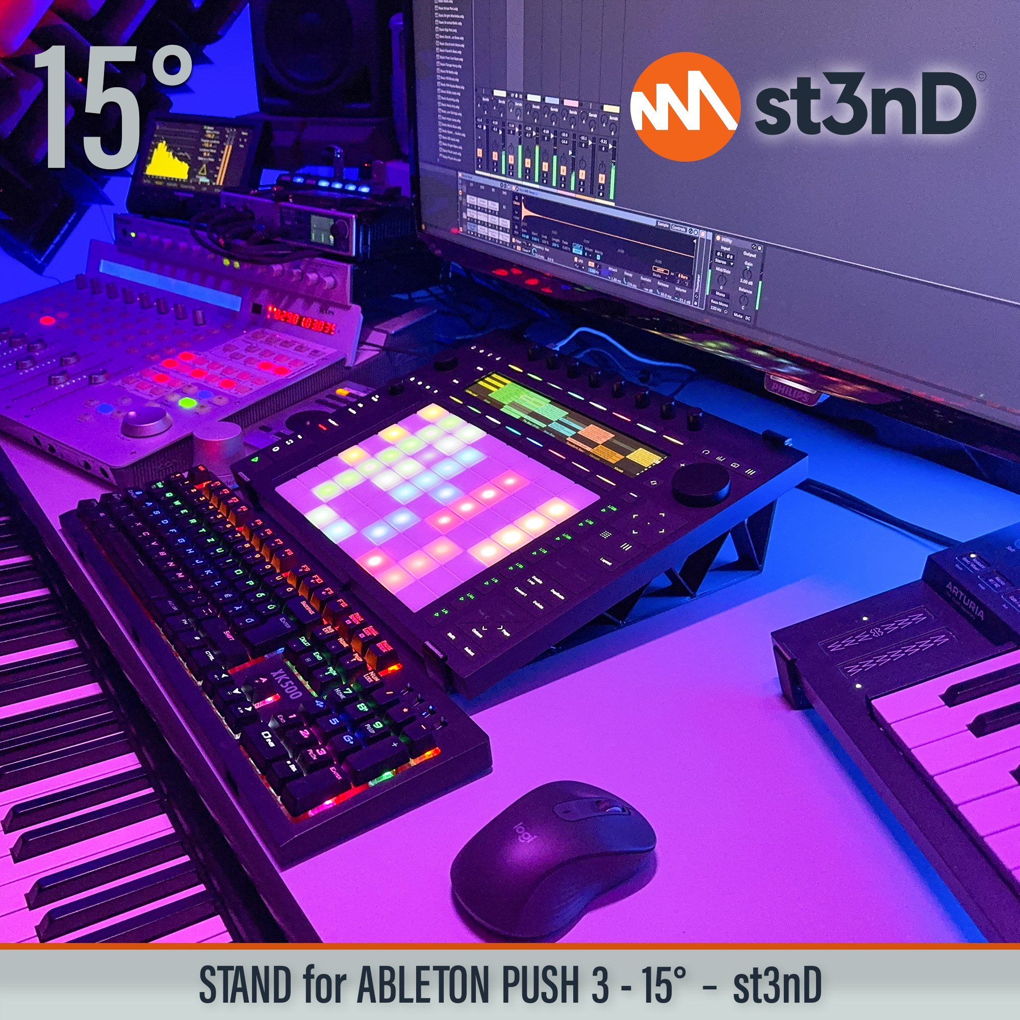 controller daw portable st3nD stable stand strong sturdy synth accessory tilted ABLETON PUSH 3 ABLETON PUSH 3