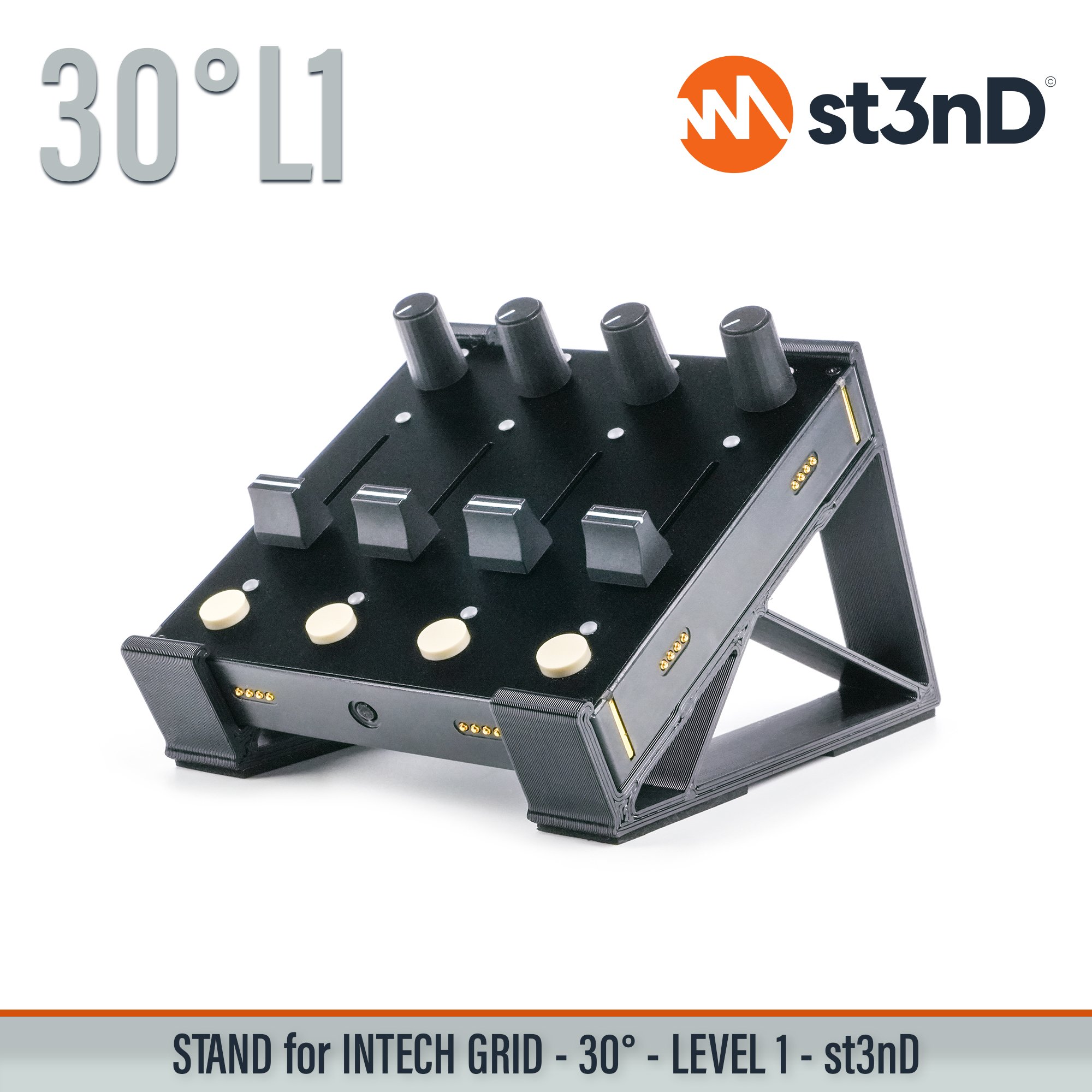 portable st3nD stable stand strong sturdy synth accessory tilted INTECH STUDIO GRID INTECH GRID MIDI CONTROLLER PBF4 EN16 TEK2 PO16 BU18 EF44 VSN1