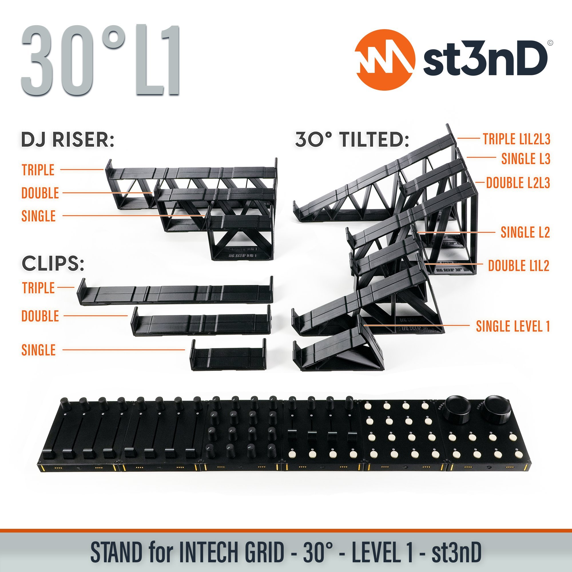 portable st3nD stable stand strong sturdy synth accessory tilted INTECH STUDIO GRID INTECH GRID MIDI CONTROLLER PBF4 EN16 TEK2 PO16 BU18 EF44 VSN1
