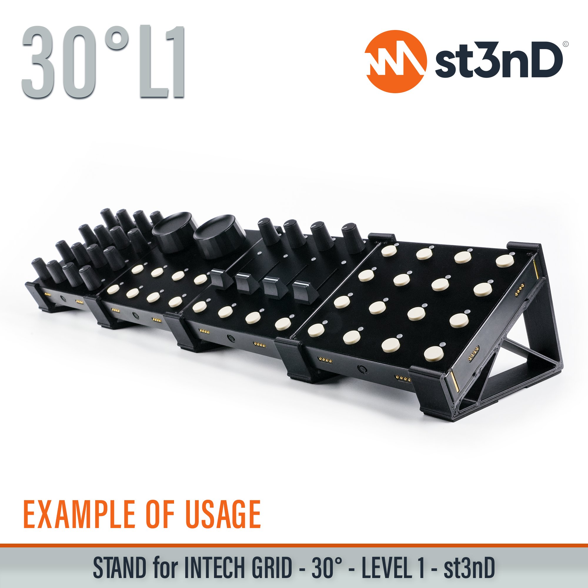 portable st3nD stable stand strong sturdy synth accessory tilted INTECH STUDIO GRID INTECH GRID MIDI CONTROLLER PBF4 EN16 TEK2 PO16 BU18 EF44 VSN1