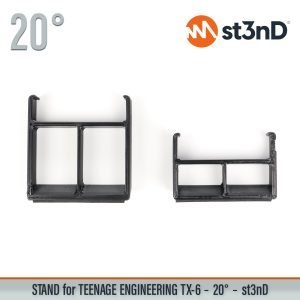 Close-up of the legs of the st3nD 3D printed stand for Teenage Engineering TX-6, 20 degree