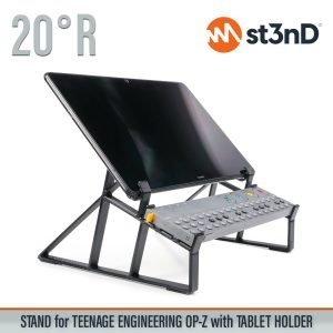 st3nD 3D printed stand for Teenage Engineering Op-z with Tablet Holder, 20 degree, raised by 40 mm (TE OP-Z)