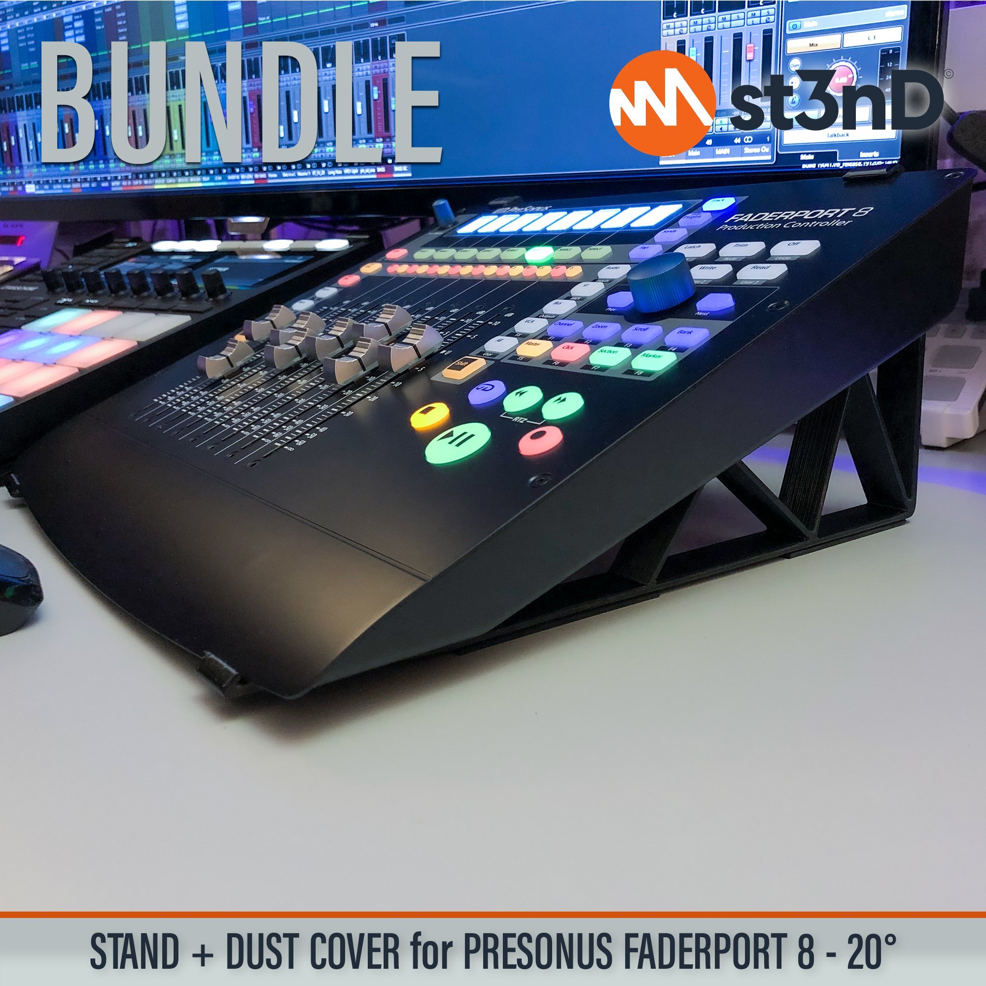 Bundle Offer dust cover Dust Cover Pro dustcoverpro portable st3nD st3nd bundle stable stand strong sturdy tilted PRESONUS Faderport 8 PRESONUS Faderport 8