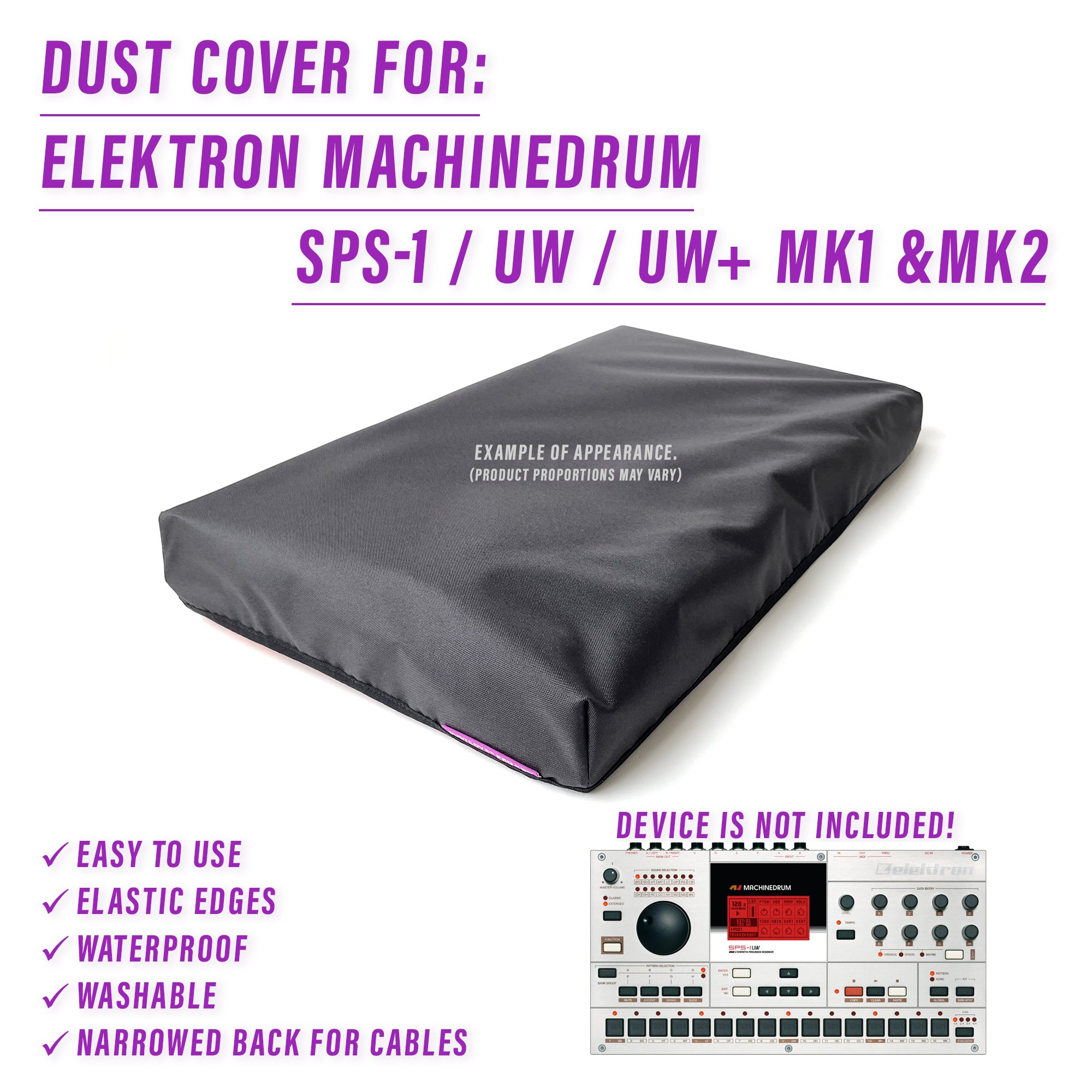 dust cover dustcover dustcoverpro elastic Elektron synth synth protection water resistant waterproof ELEKTRON MACHINEDRUM MACHINEDRUM SPS-1UW+ MACHINEDRUM SPS-1UW MACHINEDRUM SPS-1 SPS-1UW+ PLUS