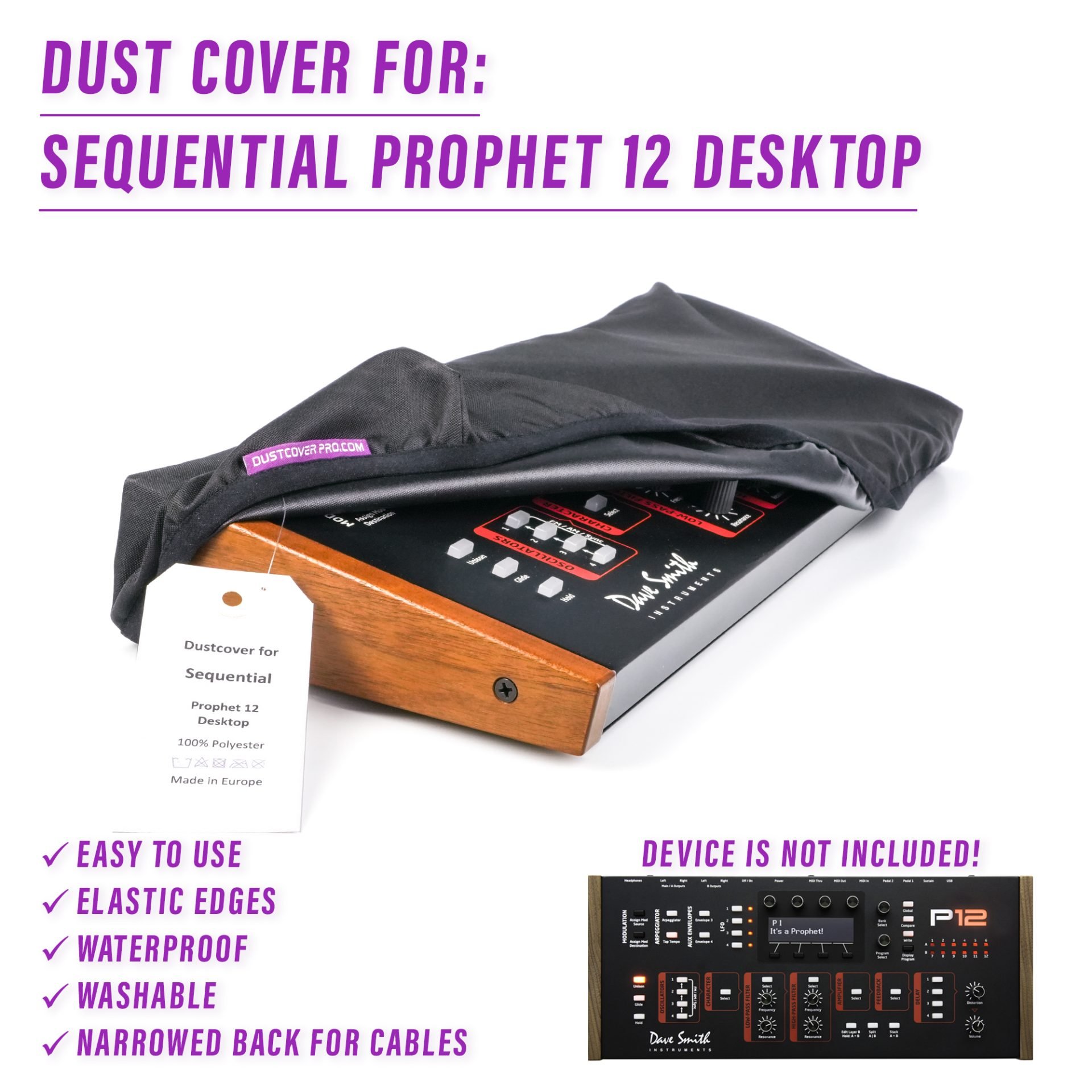 DAVE SMITH INSTRUMENTS DSI PROPHET 12 DESKTOP DSI Prophet Desktop dustcover dustcoverpro elastic PROPHET 12 SEQUENTIAL synth protection waterproof