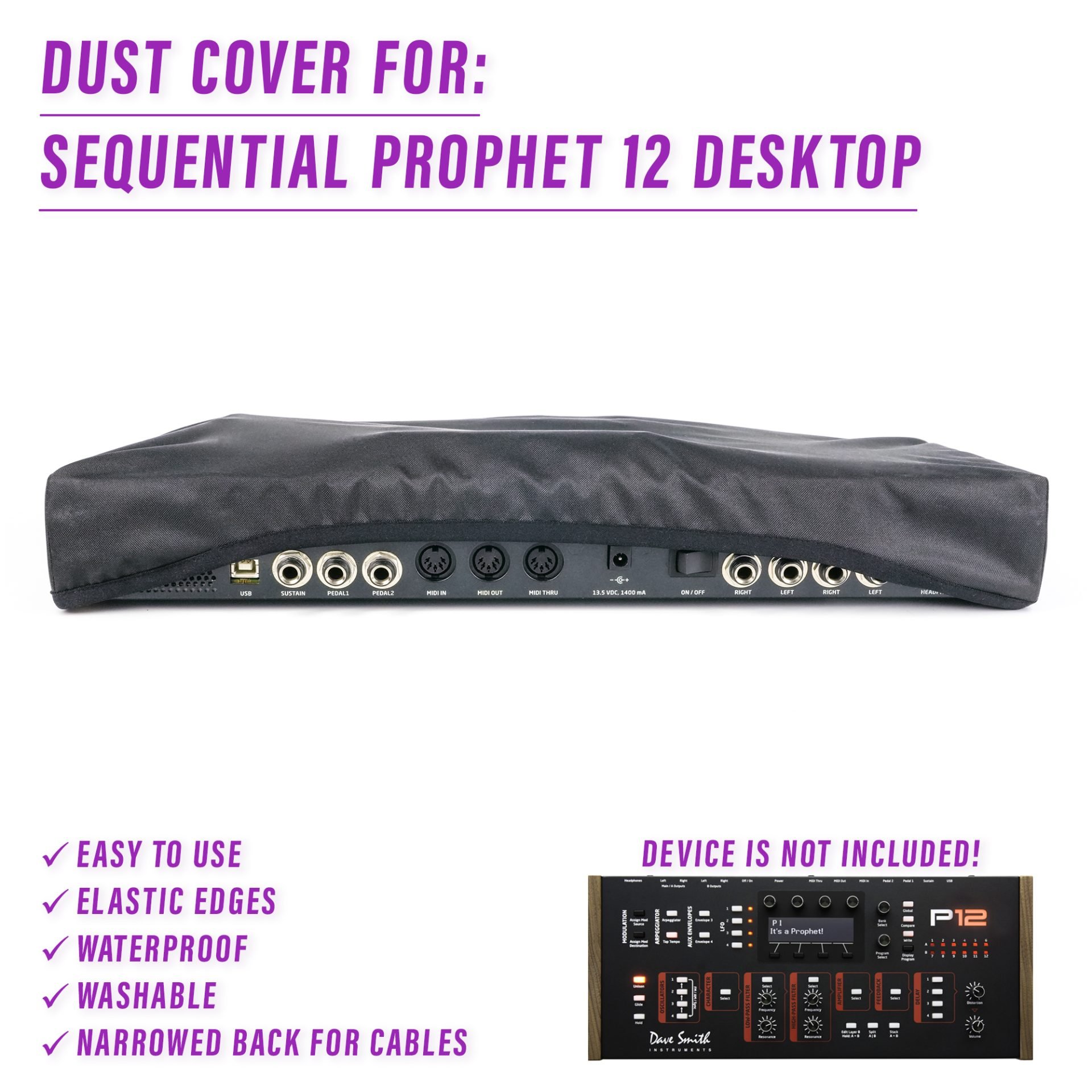 DAVE SMITH INSTRUMENTS DSI PROPHET 12 DESKTOP DSI Prophet Desktop dustcover dustcoverpro elastic PROPHET 12 SEQUENTIAL synth protection waterproof