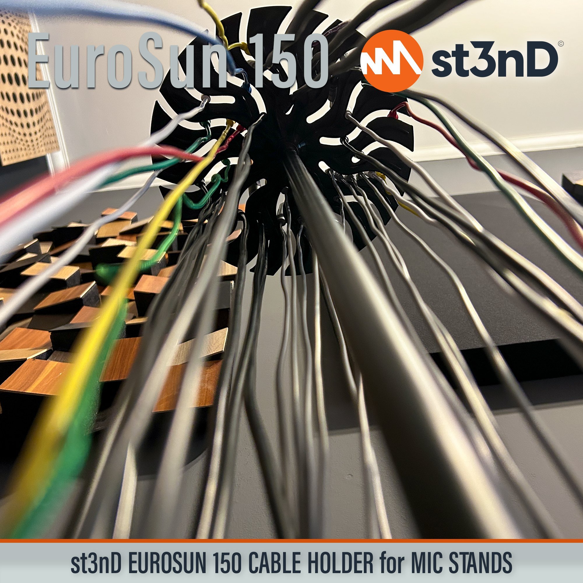 st3nD strong synth accessories portable EuroSun EuroSun 150 cable holder eurorack patch cables patch cable holder audio cable holder midi cable holder eurorack synth accessories Micro USB Mini USB USB-A USB-B USB-C cables Microphone cables Audio and adapter cables st3nD EuroSun TR and TRS cables Microphone Stand