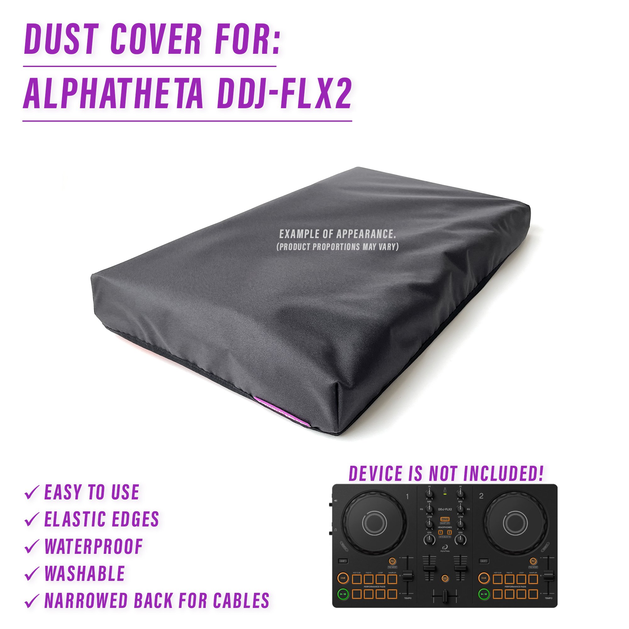 AlphaTheta dj accessory dust cover dustcover dustcoverpro elastic synth protection water resistant waterproof AlphaTheta DDJ-FLX2 DDJ-FLX2