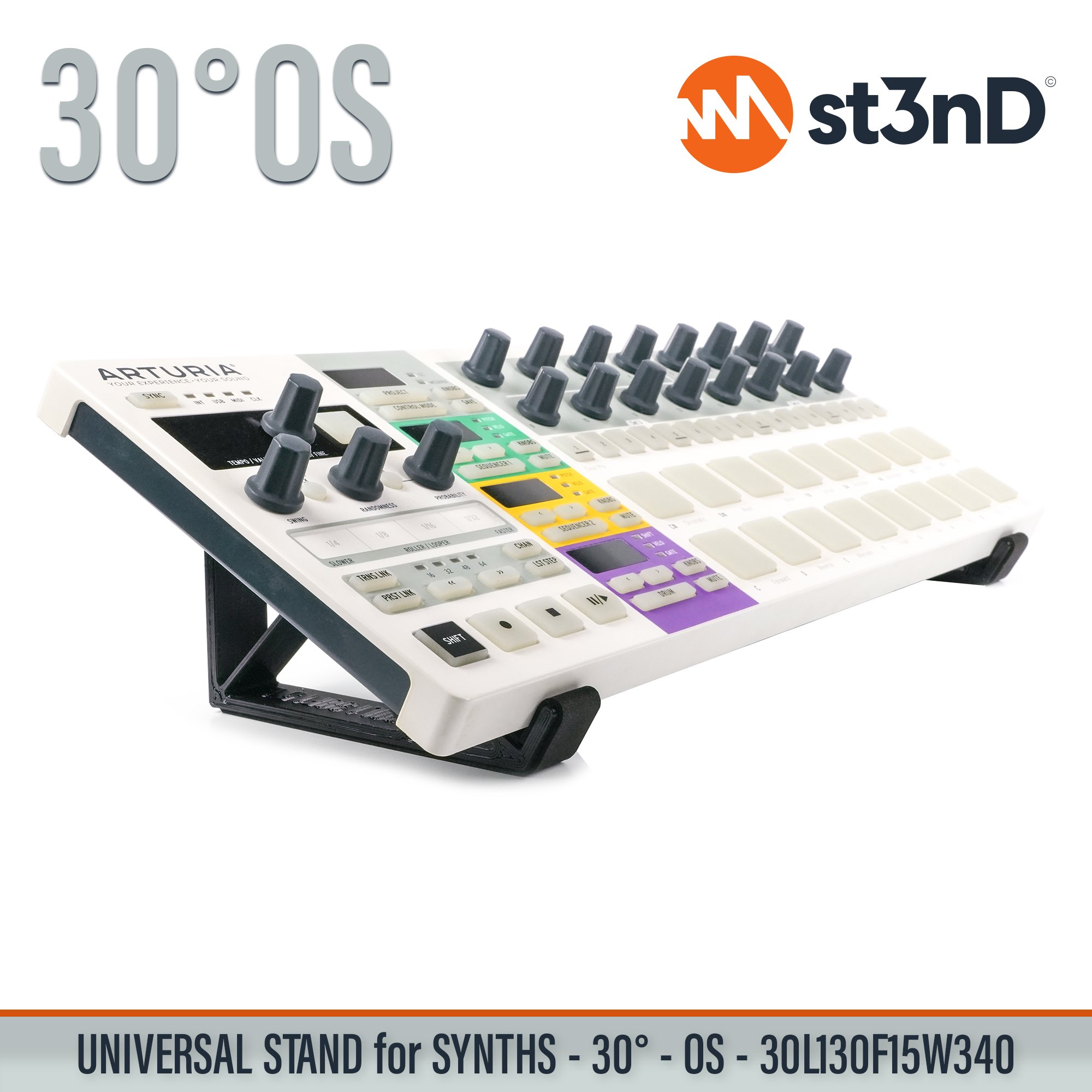 3d printed stand st3nD stand sturdy synth synth stand MOOG SEMI-MODULAR SYNTHS ARTURIA BEATSTEP PRO EURORACK SKIFF CASES MOOG Mother 32 BEHRINGER NEUTRON / BEHRINGER MODEL-D BEHRINGER PRO-1 BEHRINGER CAT BEHRINGER K-2 / BEHRINGER BEHRINGER TORO / BEHRINGER PROTON MOOG DFAM MOOG LABYRINTH