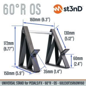 With dimensions of the st3nD universal 3D printed stand for Pedals / FX, 60 degreeR OS, 60l130f35r60w160 (Strymon BigSky / Eventide H90)