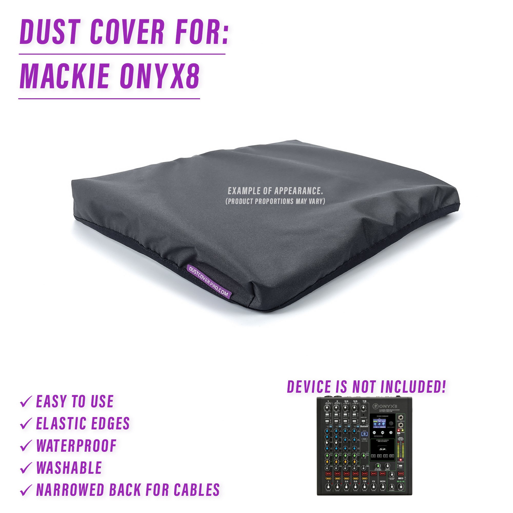audio inertface dust cover dustcover dustcoverpro elastic MACKIE mixer synth synth protection water resistant waterproof MACKIE ONYX8 audio recording ONYX 8