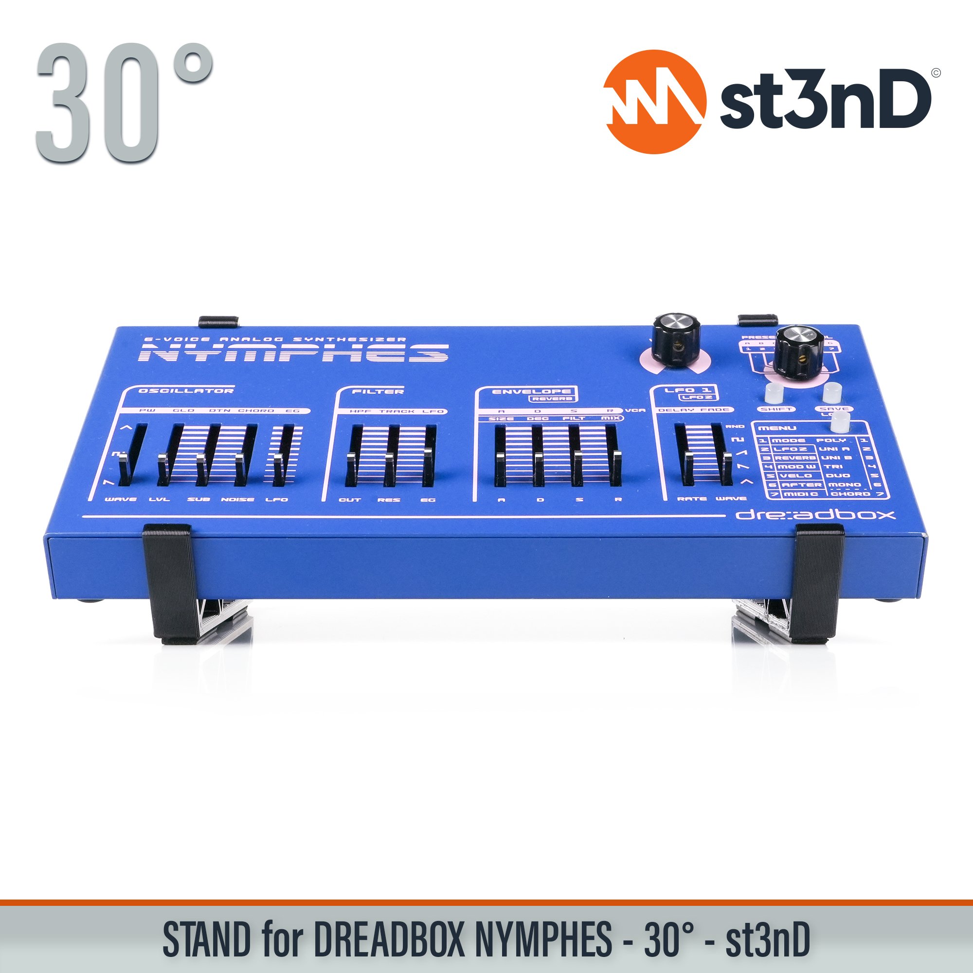 analog synth dreadbox drone synth portable semi modular semi modular synth st3nD stable stand strong sturdy tilted Dreadbox Nymphes Dreadbox Nymphes