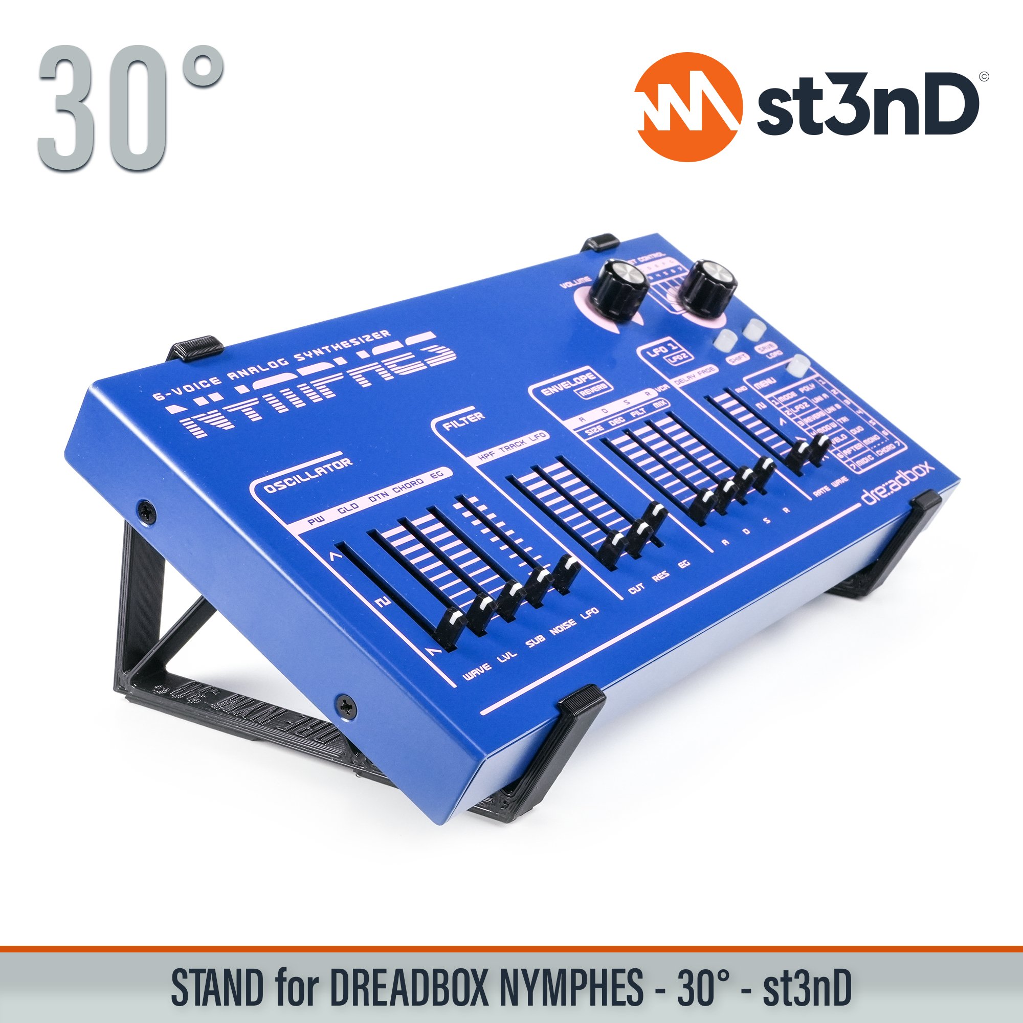 analog synth dreadbox drone synth portable semi modular semi modular synth st3nD stable stand strong sturdy tilted Dreadbox Nymphes Dreadbox Nymphes