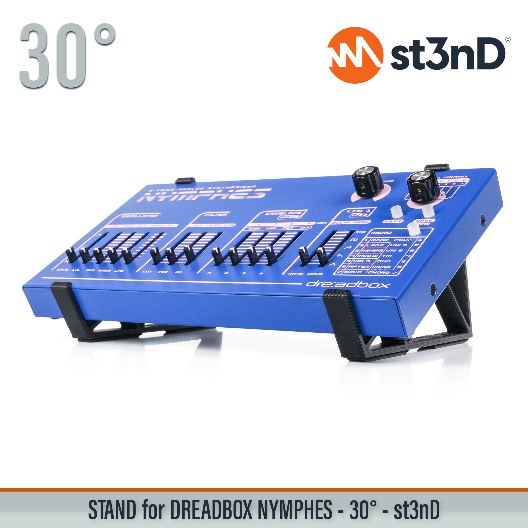 analog synth dreadbox drone synth portable semi modular semi modular synth st3nD stable stand strong sturdy tilted Dreadbox Nymphes Dreadbox Nymphes