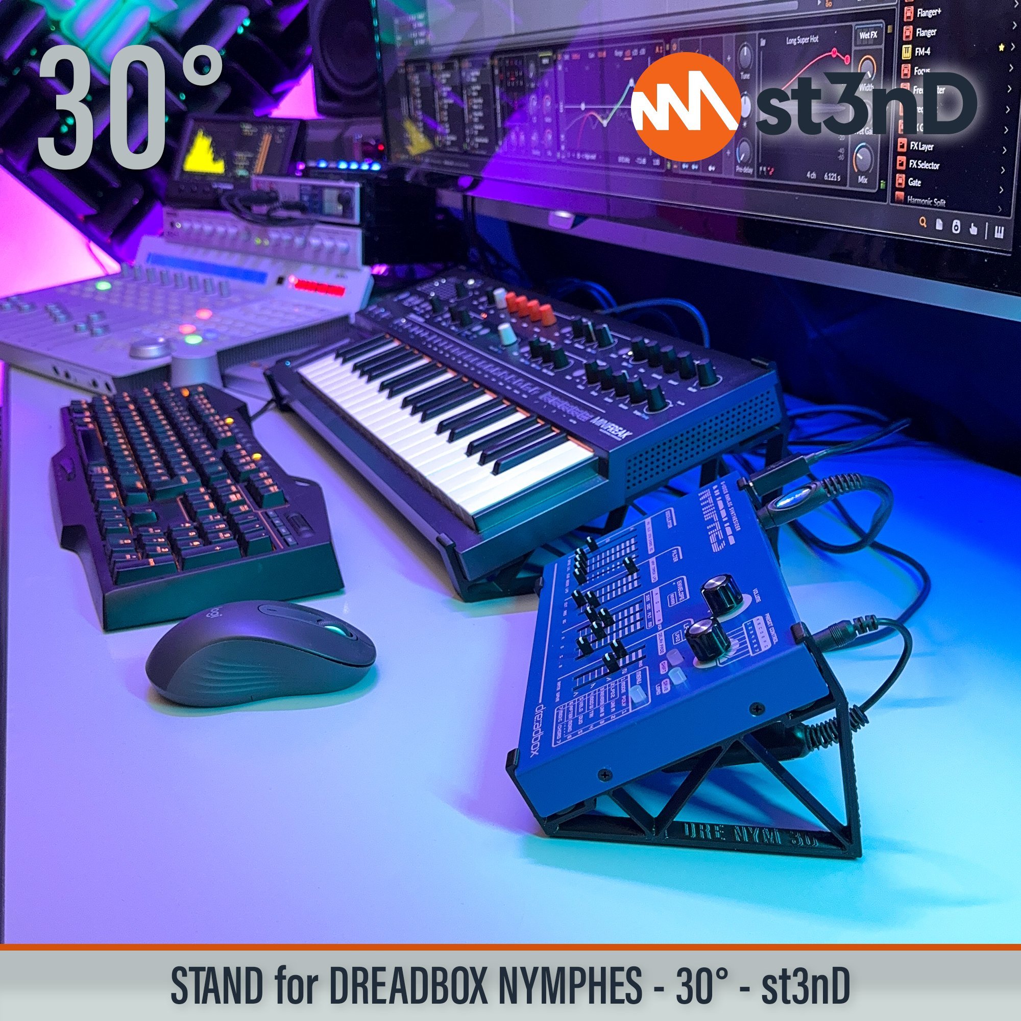 analog synth dreadbox drone synth portable semi modular semi modular synth st3nD stable stand strong sturdy tilted Dreadbox Nymphes Dreadbox Nymphes