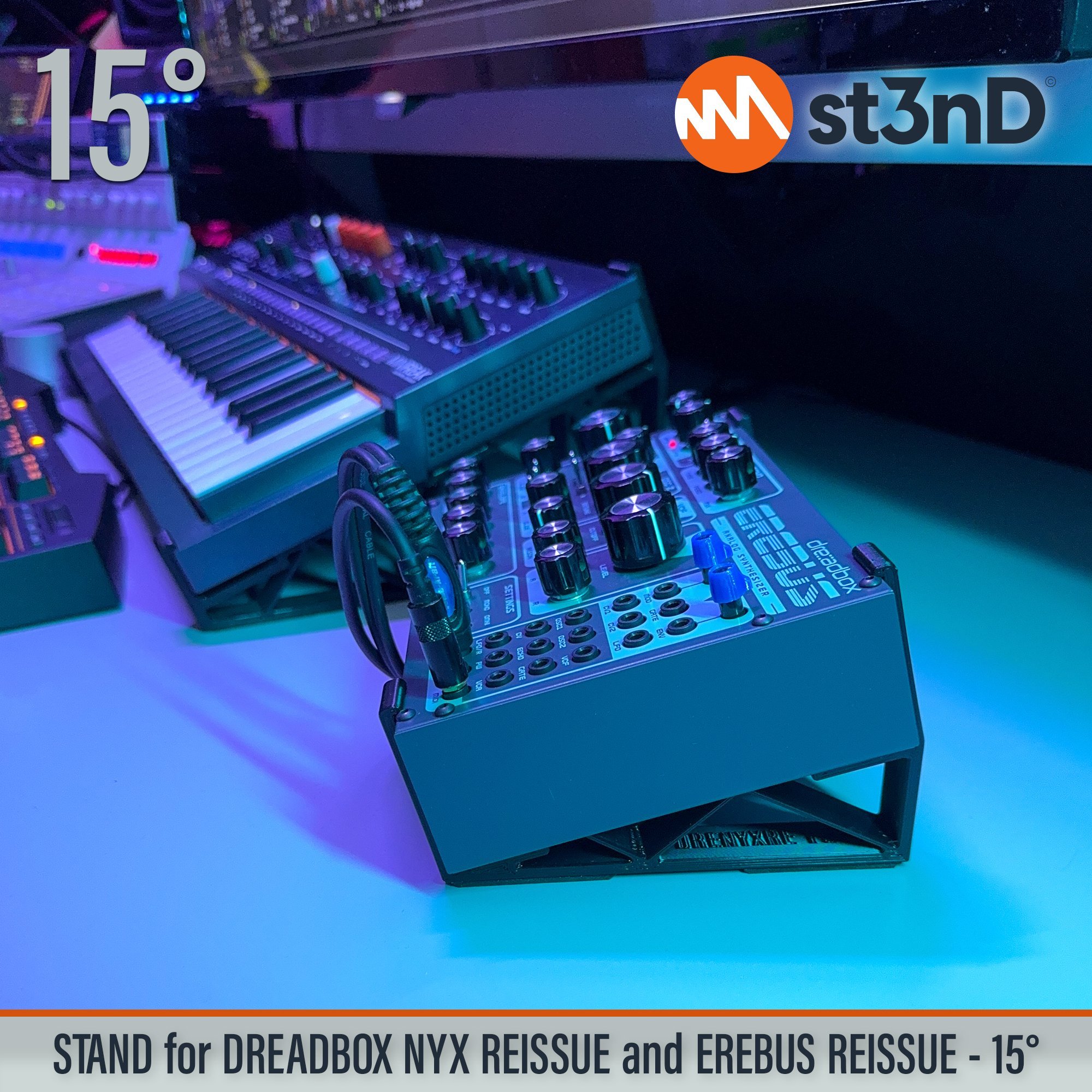 analog synth dreadbox dreadbox nyx drone synth erebus portable semi modular st3nD stable stand strong sturdy tilted NYX Reissue EREBUS Reissue semi modular synth