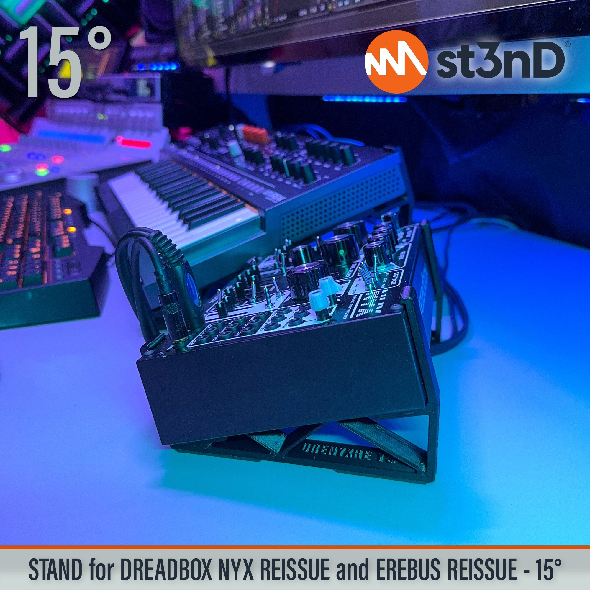 analog synth dreadbox dreadbox nyx drone synth erebus portable semi modular st3nD stable stand strong sturdy tilted NYX Reissue EREBUS Reissue semi modular synth
