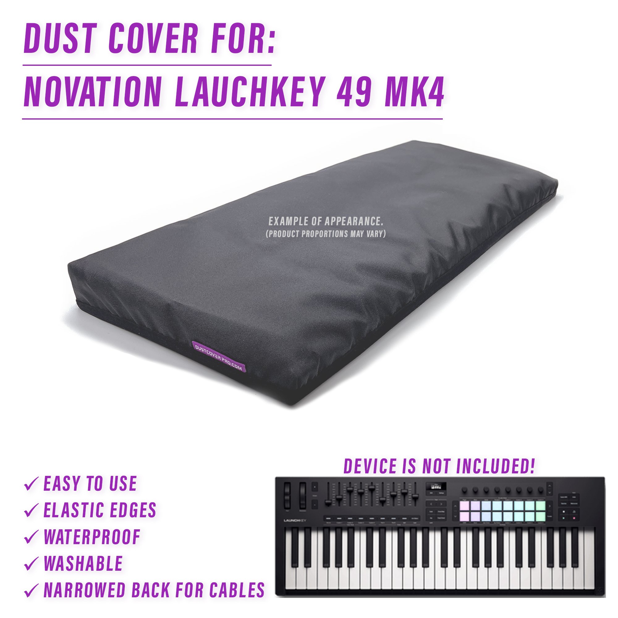 dust cover dustcover dustcoverpro elastic LAUNCHKEY 49 Mk4 midi daw keyboard Novation LAUNCHKEY synth synth protection water resistant waterproof