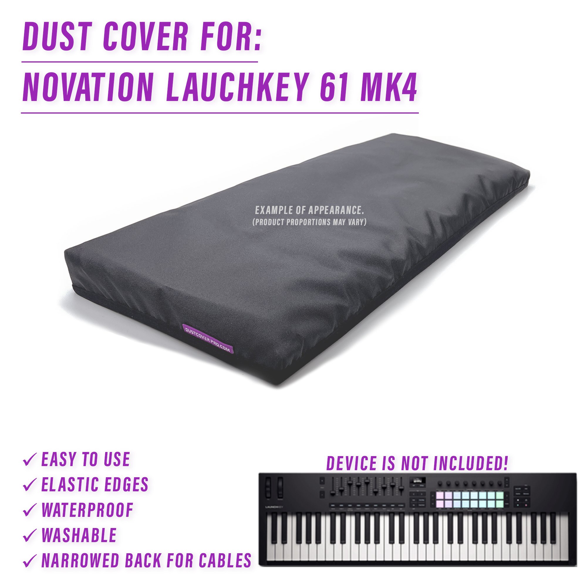 dust cover dustcover dustcoverpro elastic LAUNCHKEY 61 Mk4 midi daw keyboard Novation LAUNCHKEY synth synth protection water resistant waterproof
