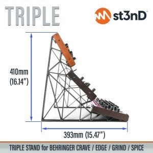 With dimensions of the st3nD triple 3D printed stand for Behringer Crave / Edge / Grind / Spice