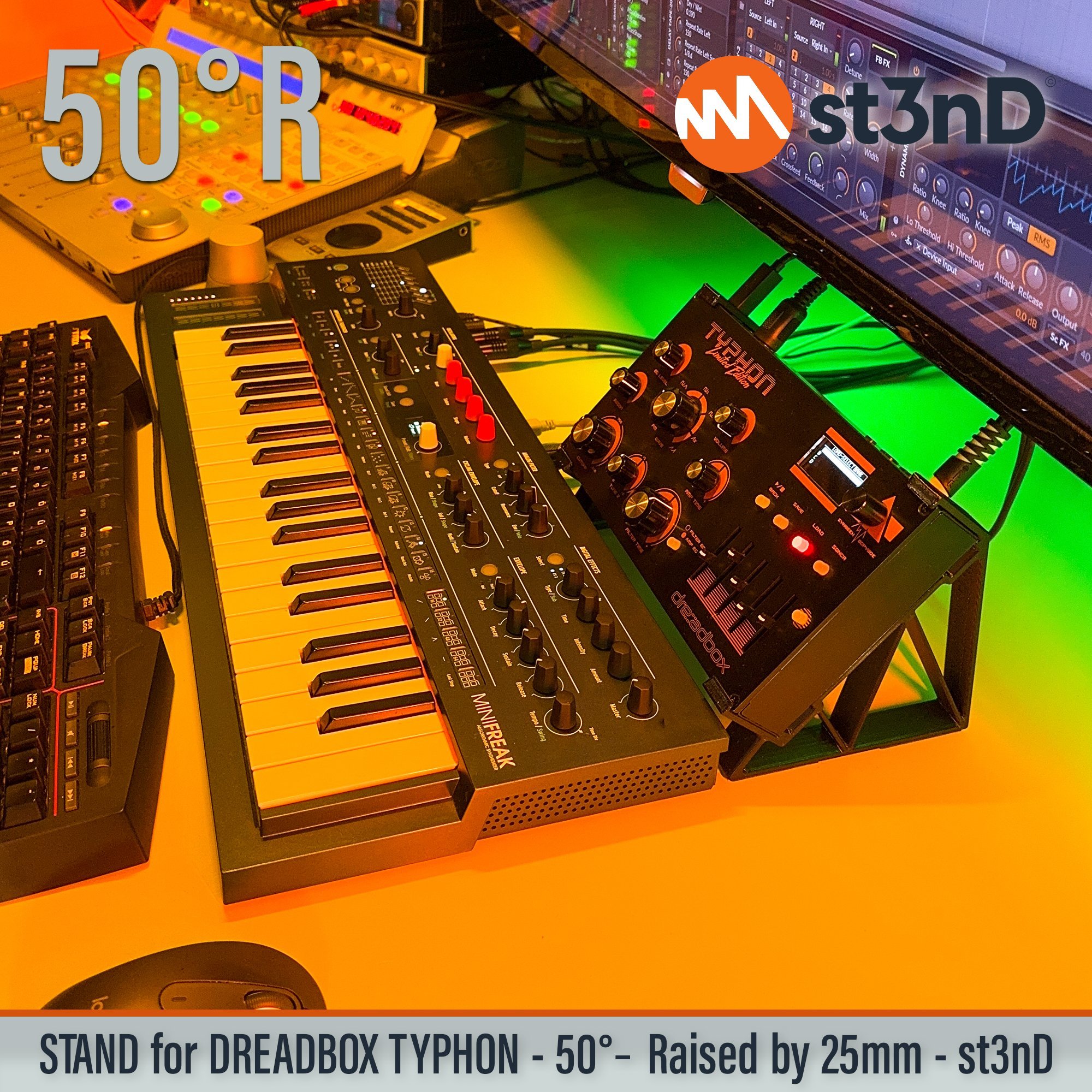 analog synth dreadbox dreadbox typhon instrument accessory portable st3nD stable stand strong sturdy synth synth accesory tilted typhon