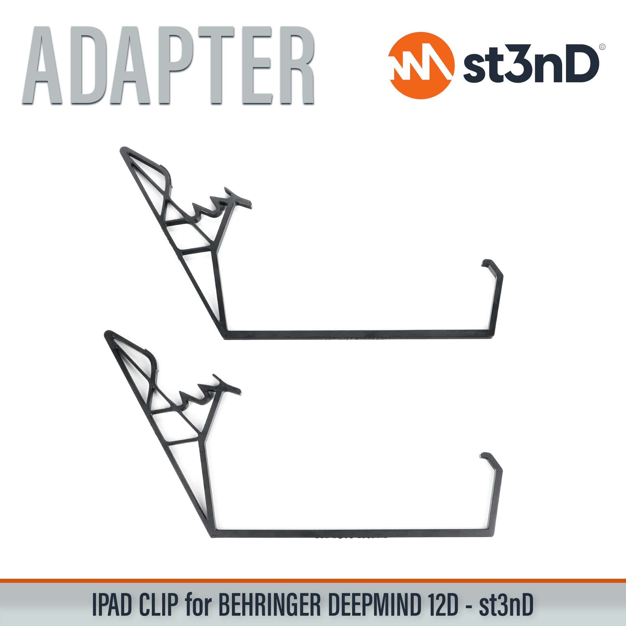 apple ipad, ipad clip, st3nD, ipad holder, behringer, behringer deepmind 12d, deepmind, synth accessory